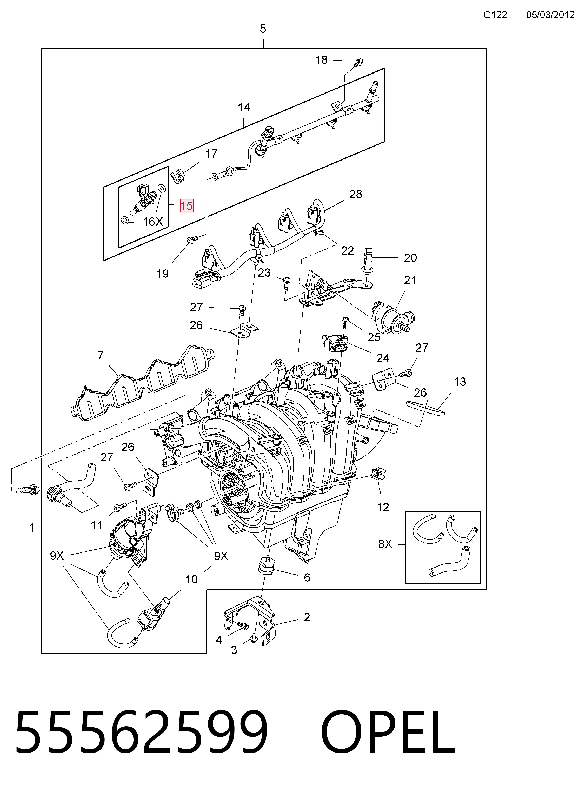 55562599 Opel Топливные форсунки