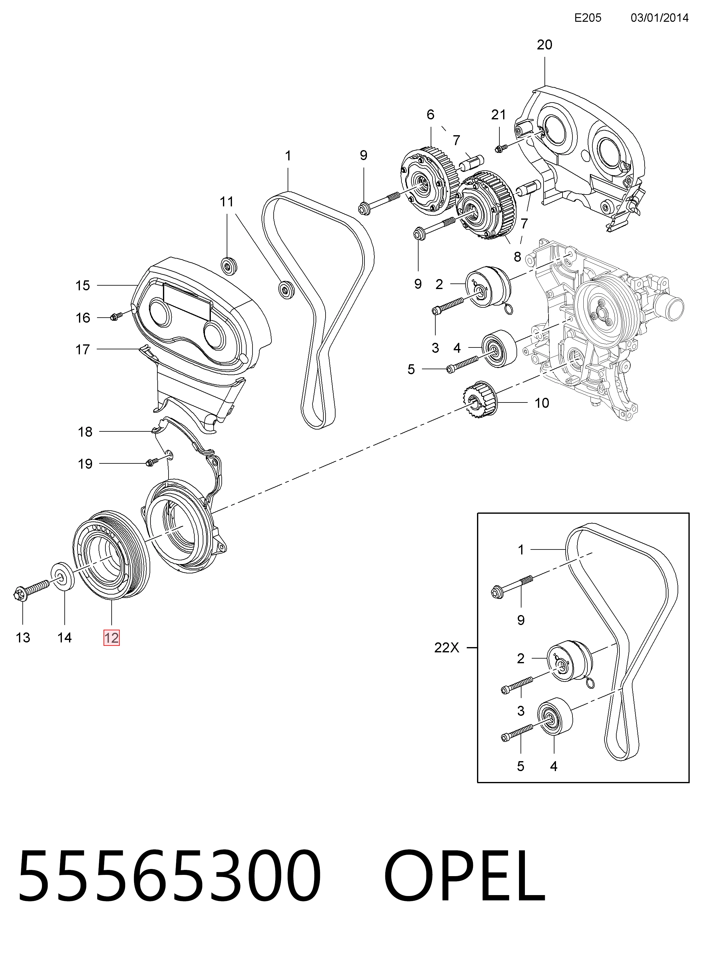 55565300 Opel Шкив коленчатого вала