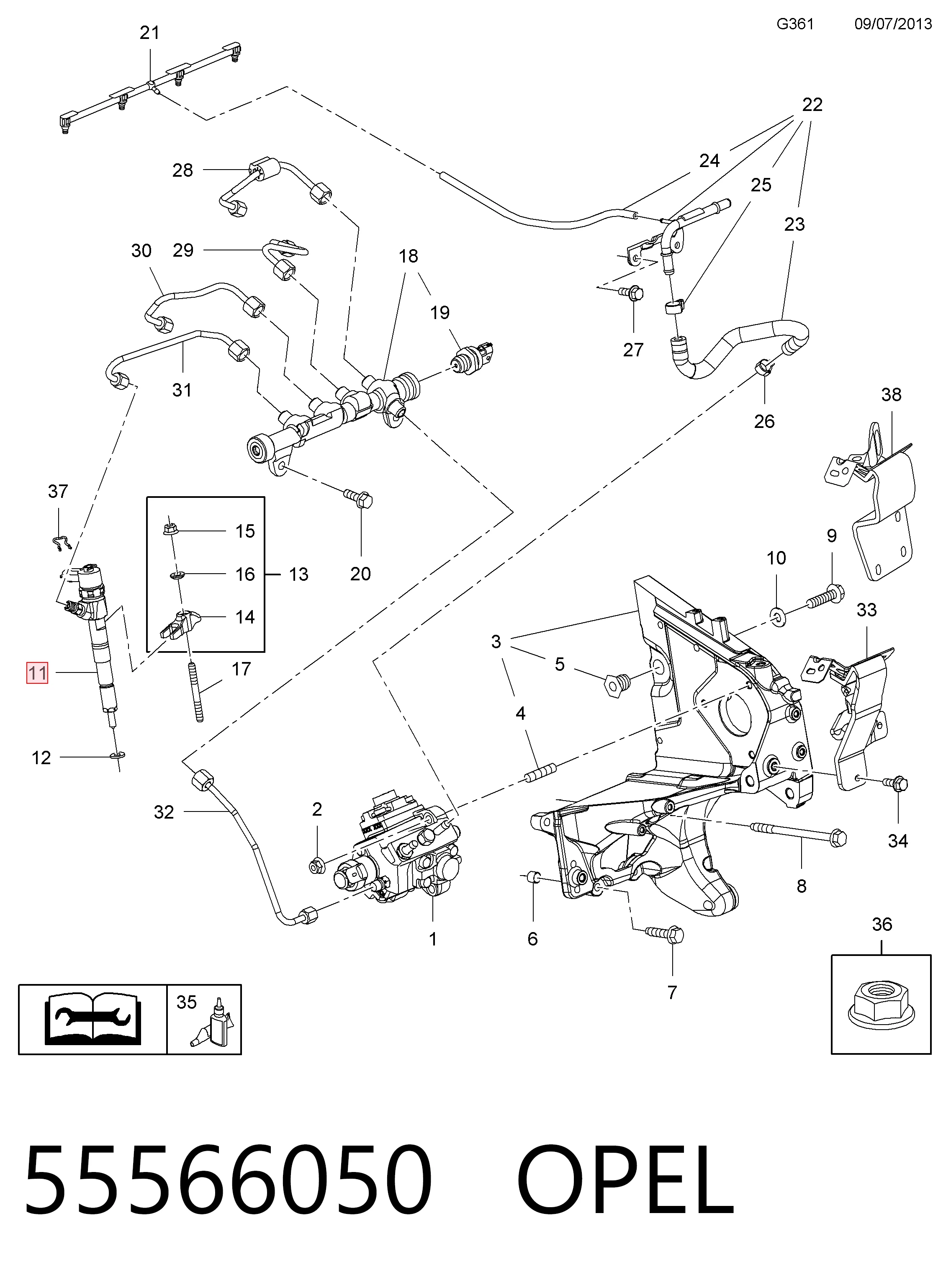 55566050 Opel Топливные форсунки
