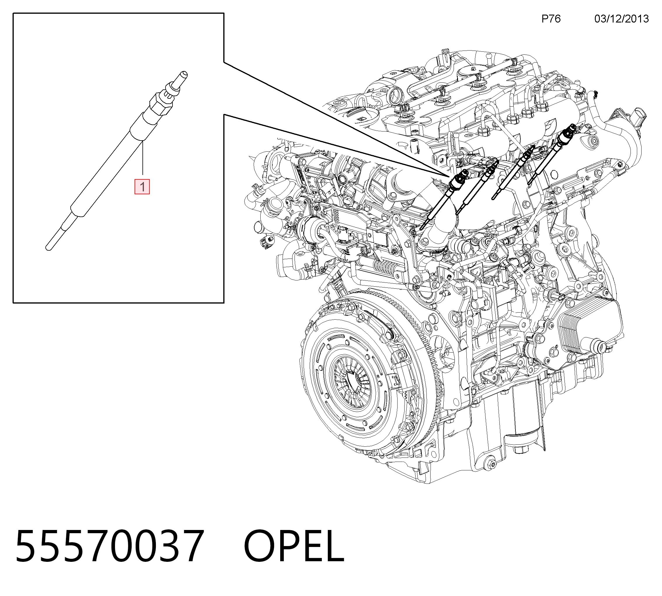 55570037 Opel Свечи накаливания