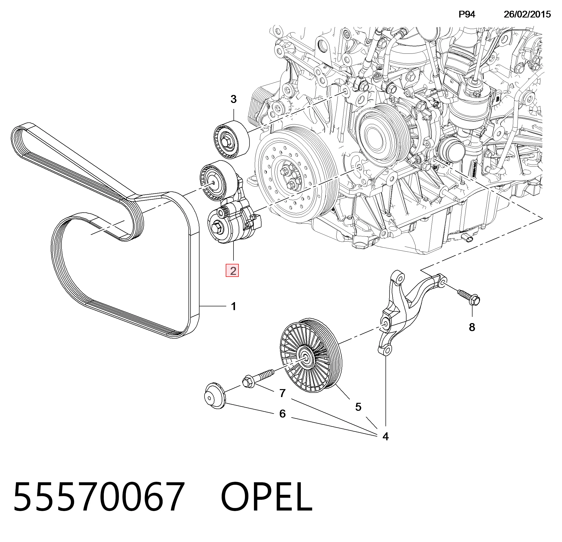 55517140 Peugeot/Citroen Натяжитель клинового ремня