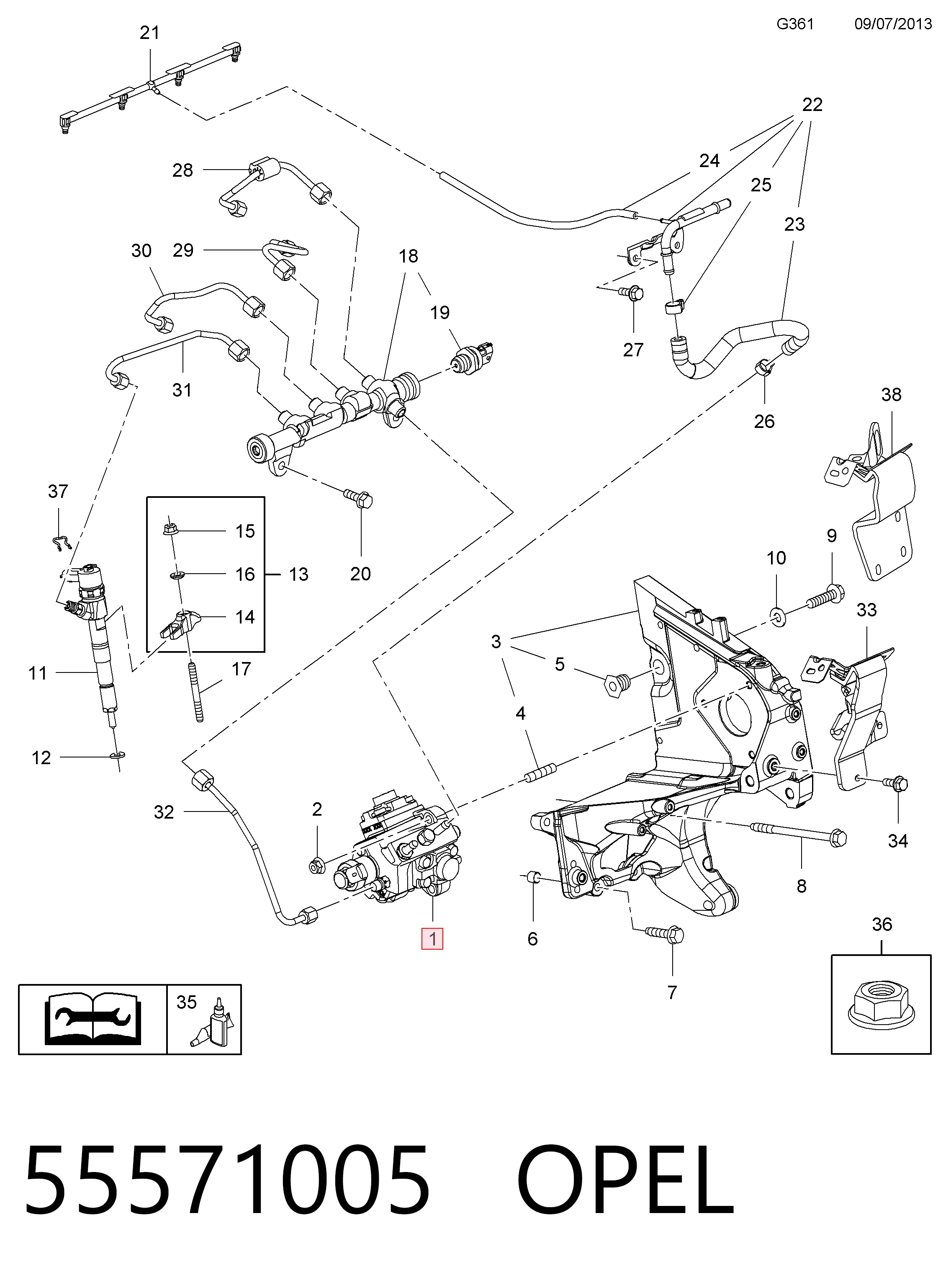 Насос топливный высокого давления (ТНВД) на Opel Zafira C P12