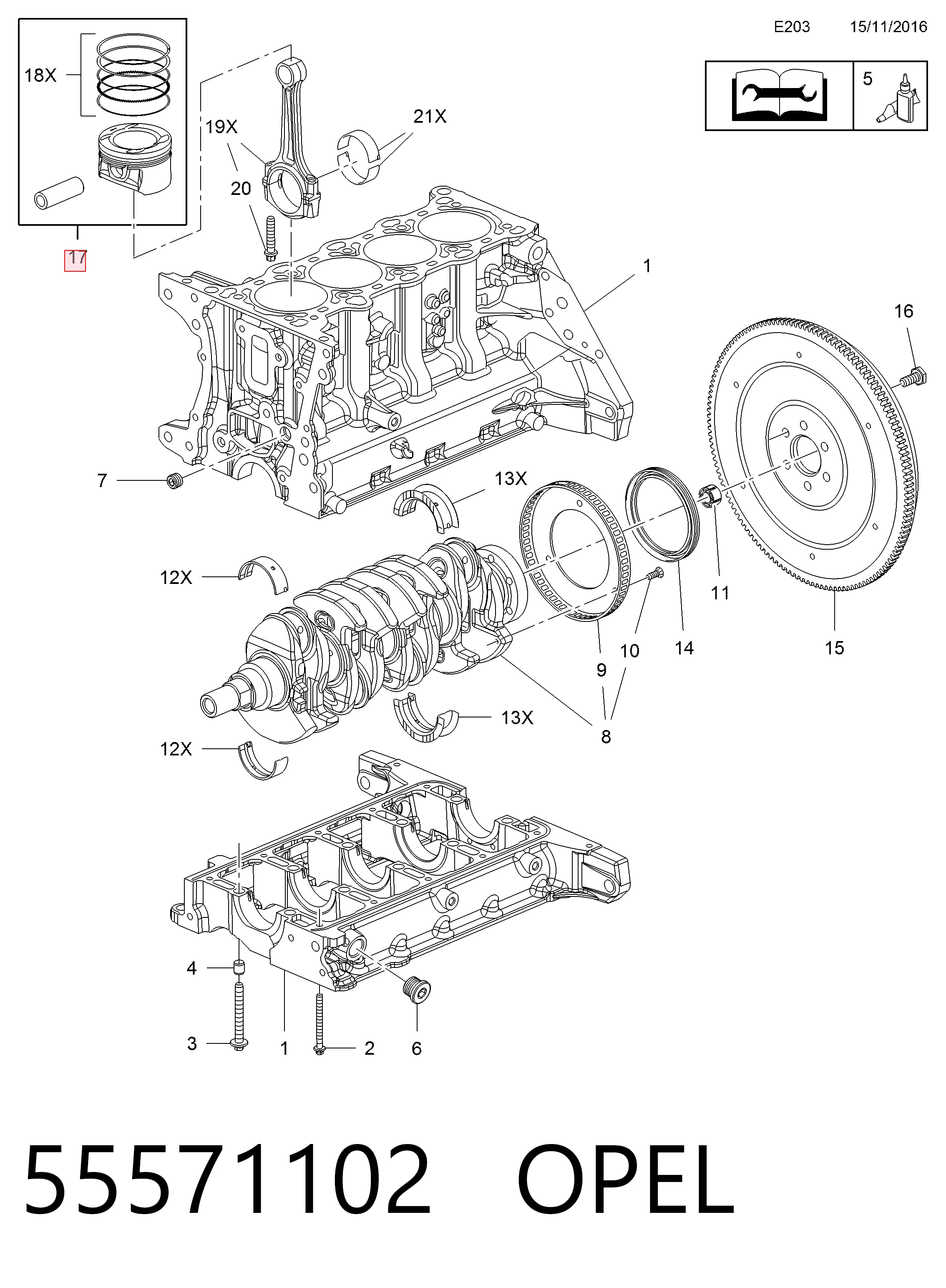Поршня на 1 цилиндр, STD Mahle Original 011PI00110000