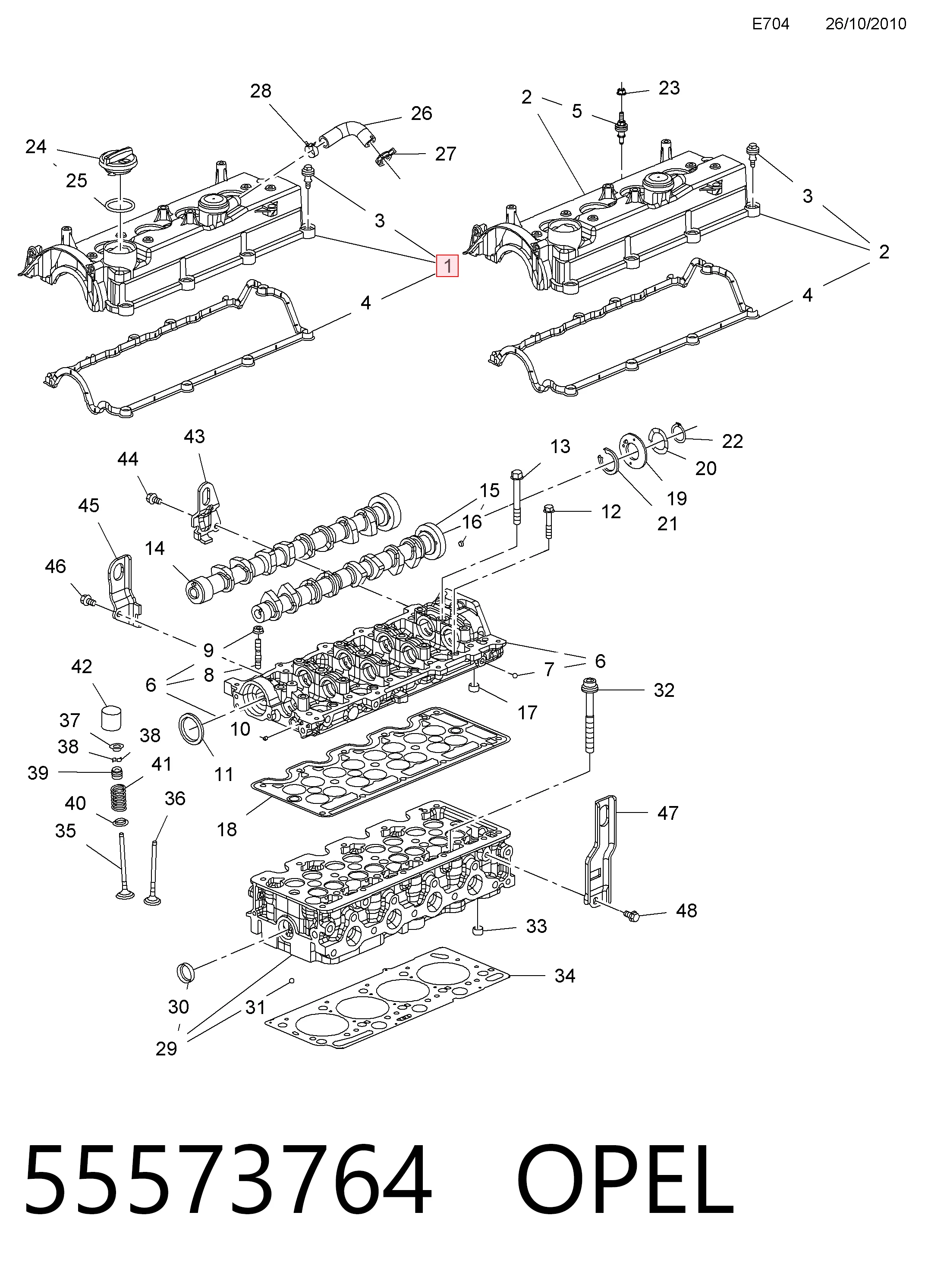 55573764 Opel Крышка двигателя