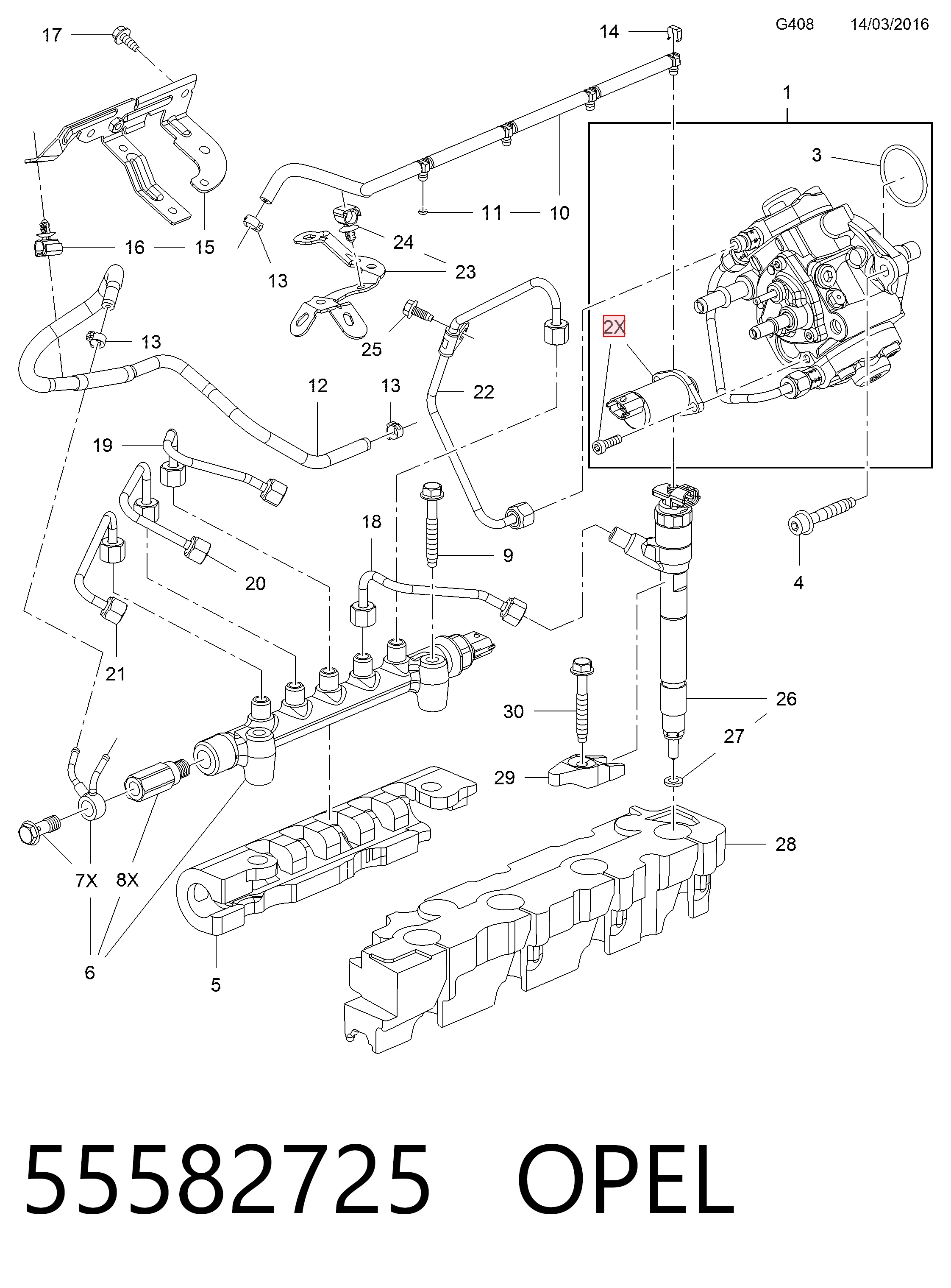 55582725 Opel Редукционный клапан ТНВД