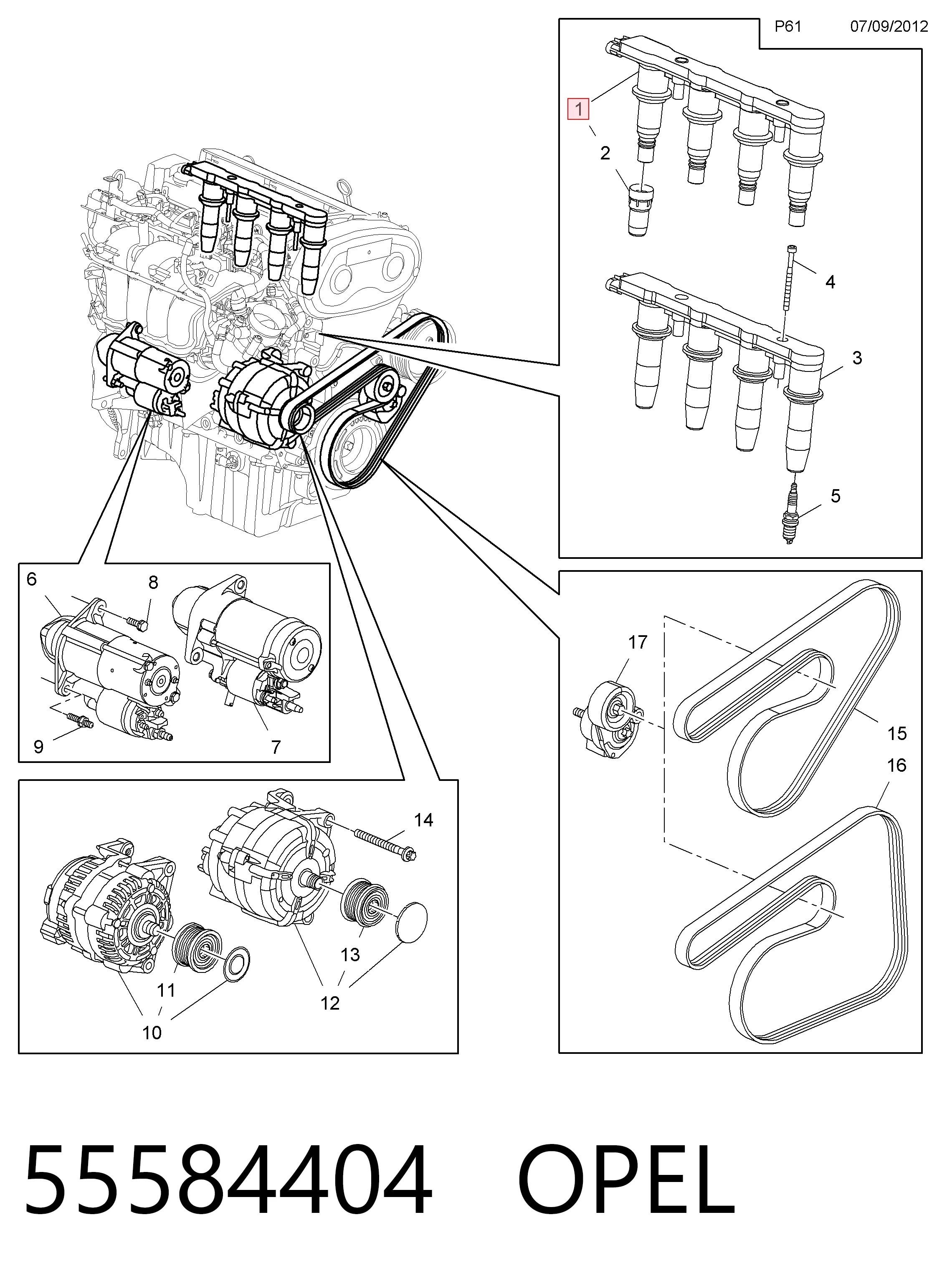 55584404 Opel Катушка зажигания