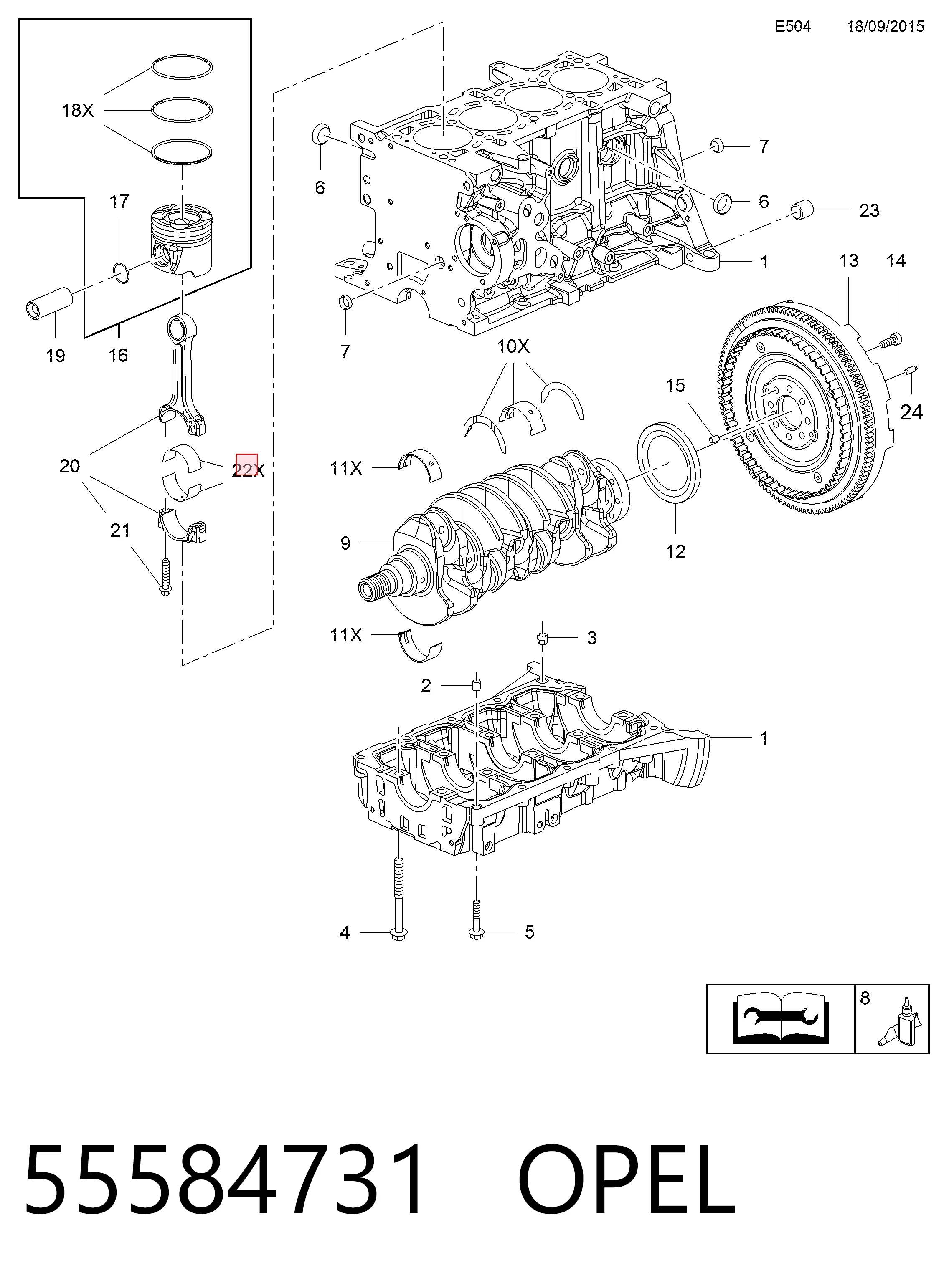 71754218 Chrysler Комплект подшипников скольжения