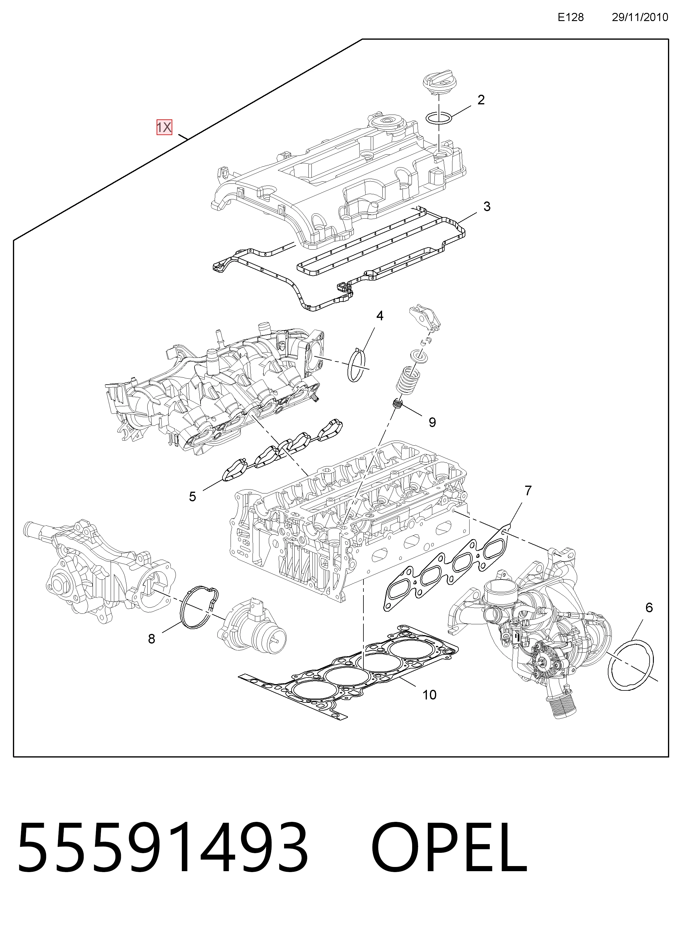 Верхний комплект прокладок двигателя General Motors 95507853 цена, от 115.82 USD