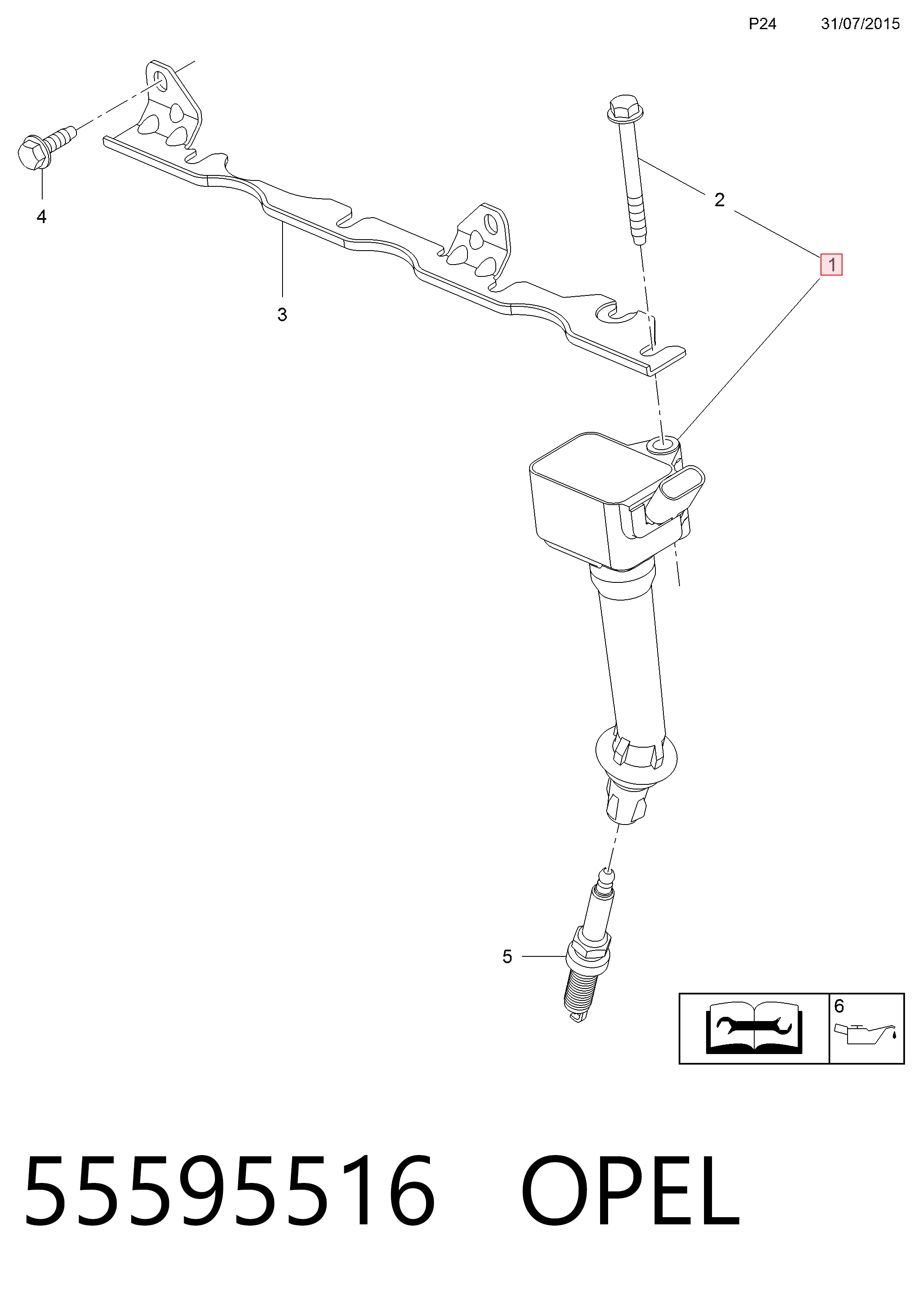 55595516 Opel Катушка зажигания