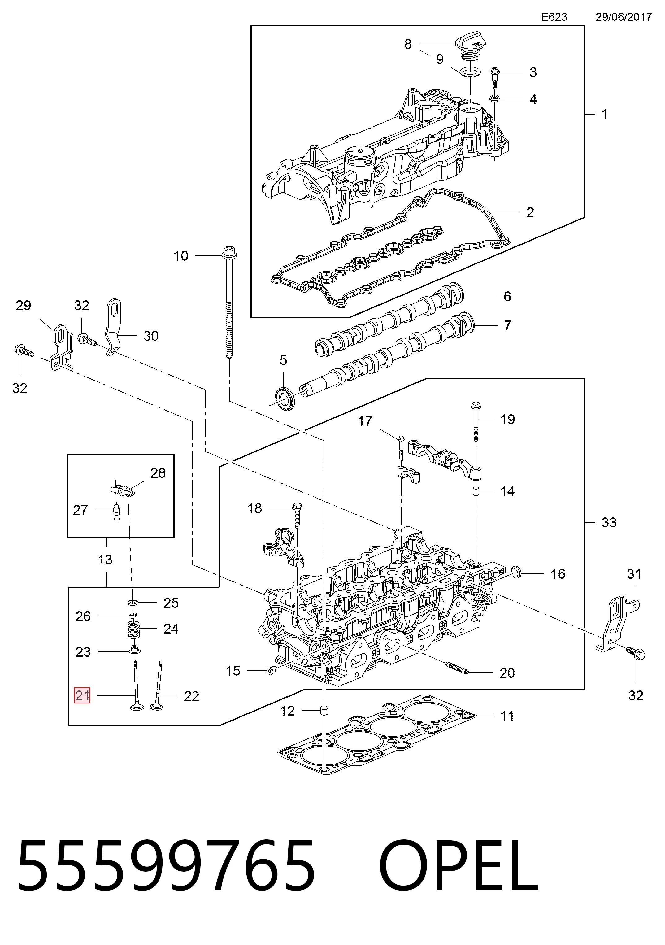Купить 55599765 General Motors Впускной клапан