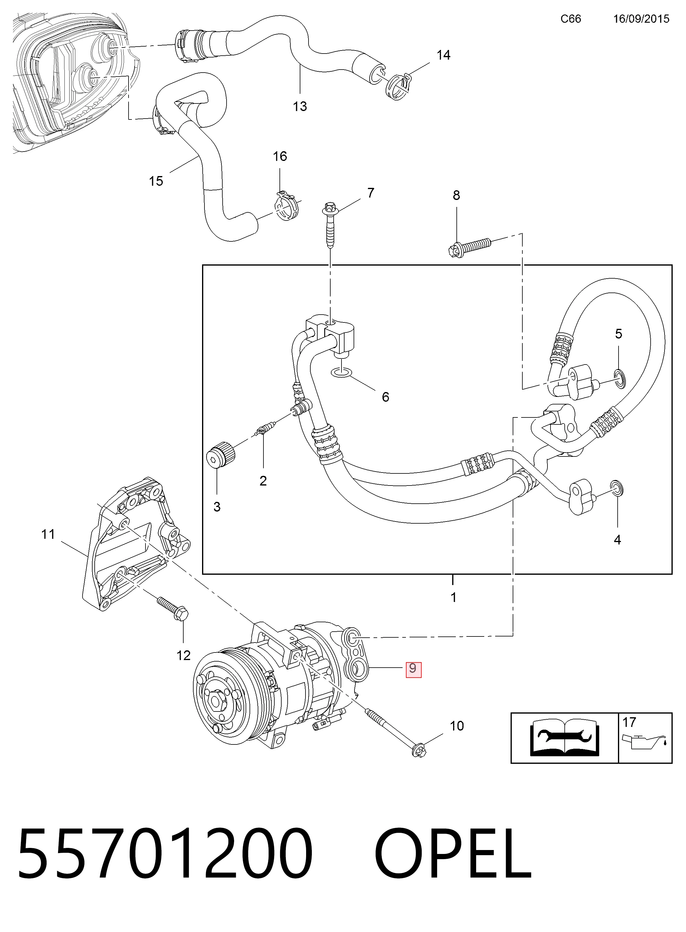 55701200 Opel Компрессор хладагента