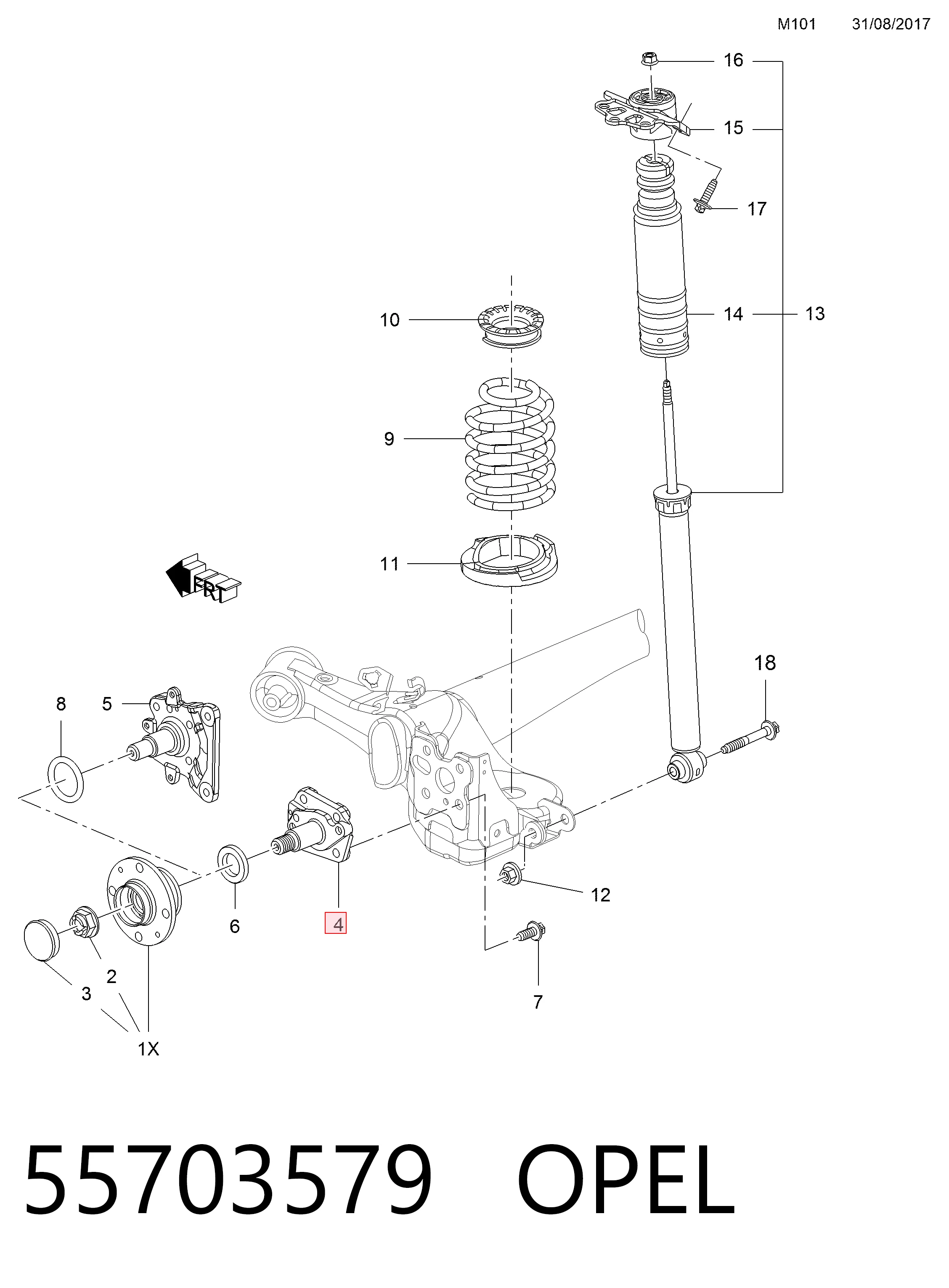 Цапфа - поворотный кулак задний, левый General Motors 55703579 цена, от 66.53 USD