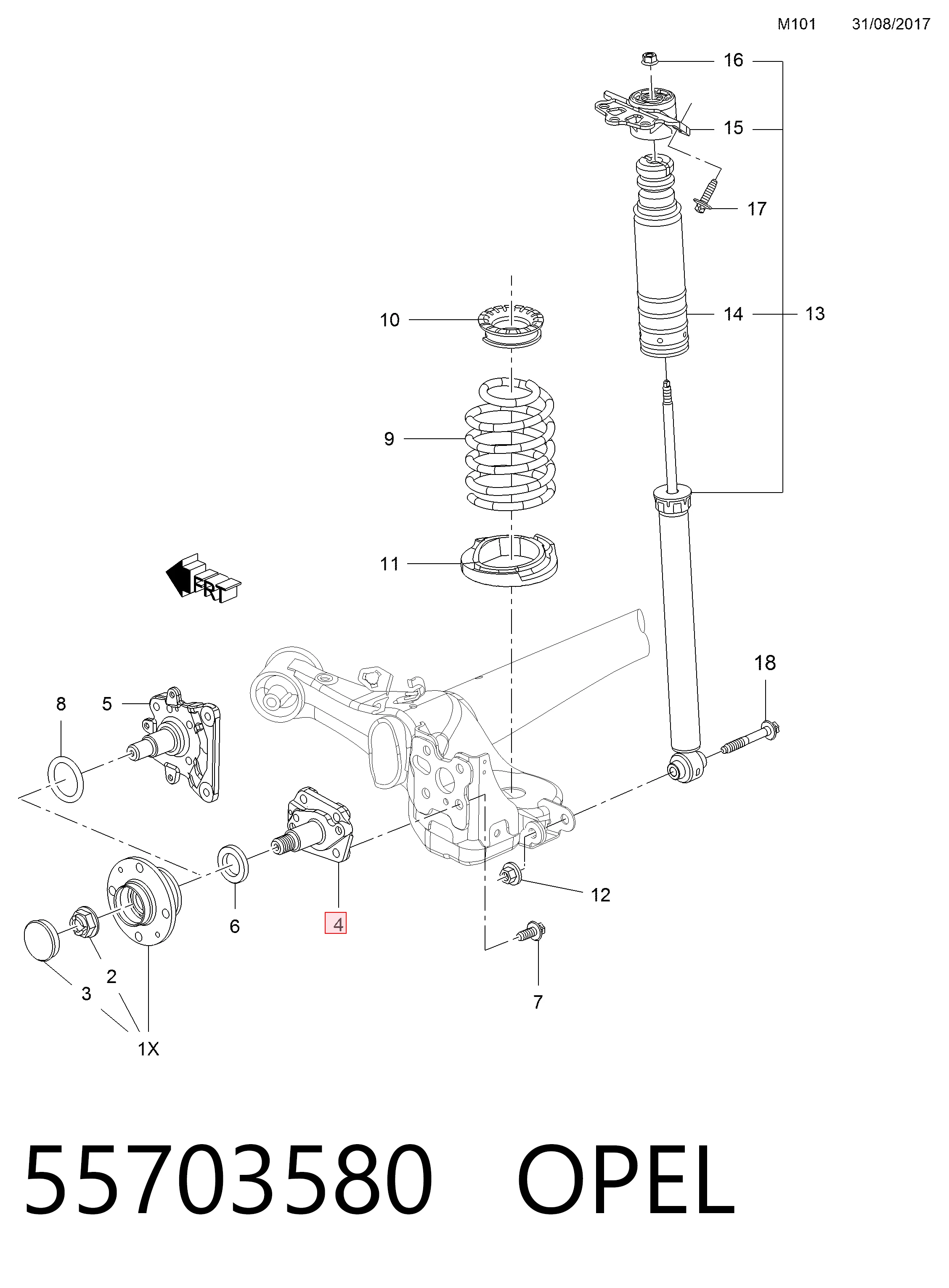 55703580 General Motors Цапфа правая