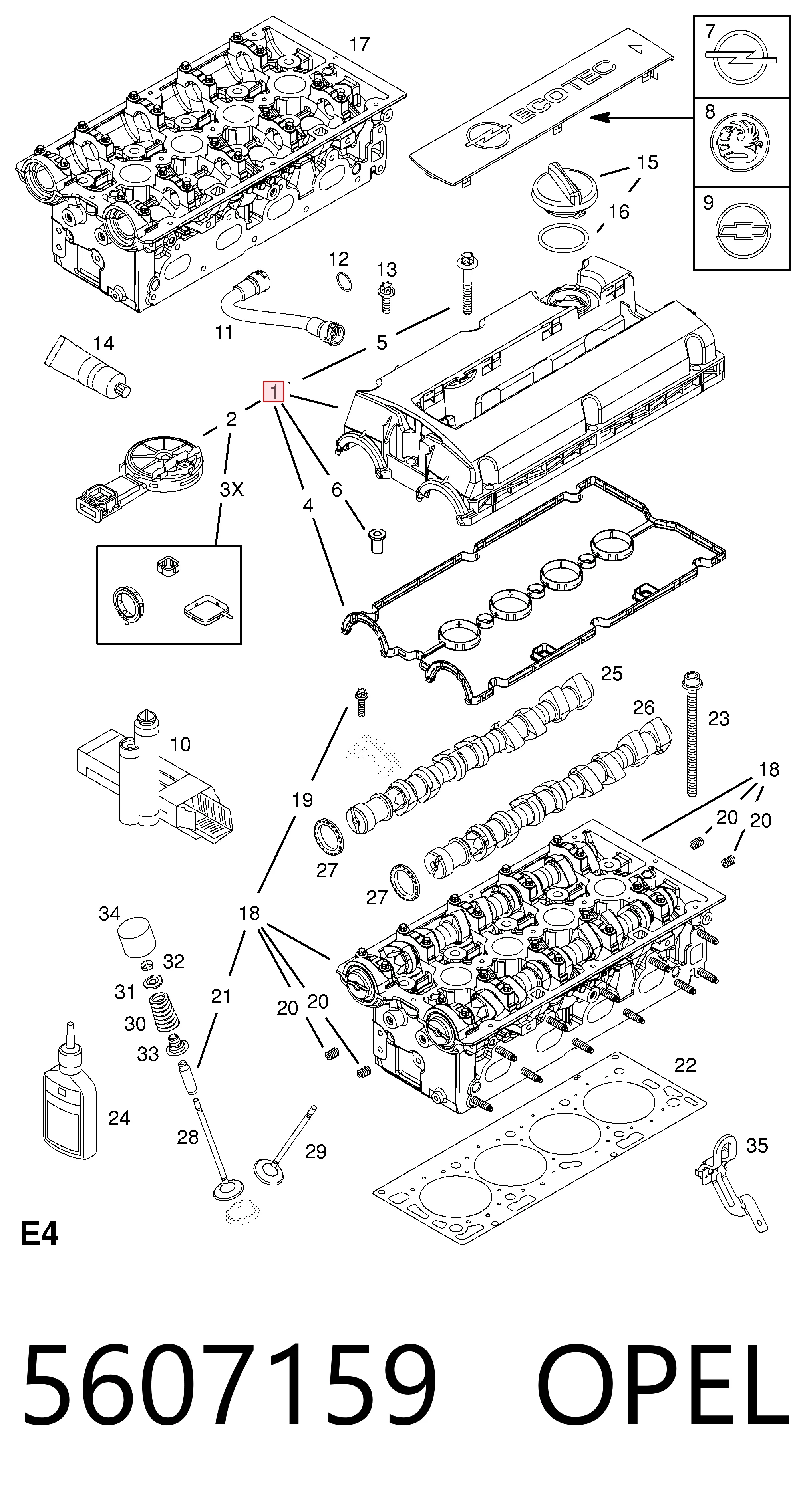 5607159 Opel Крышка двигателя