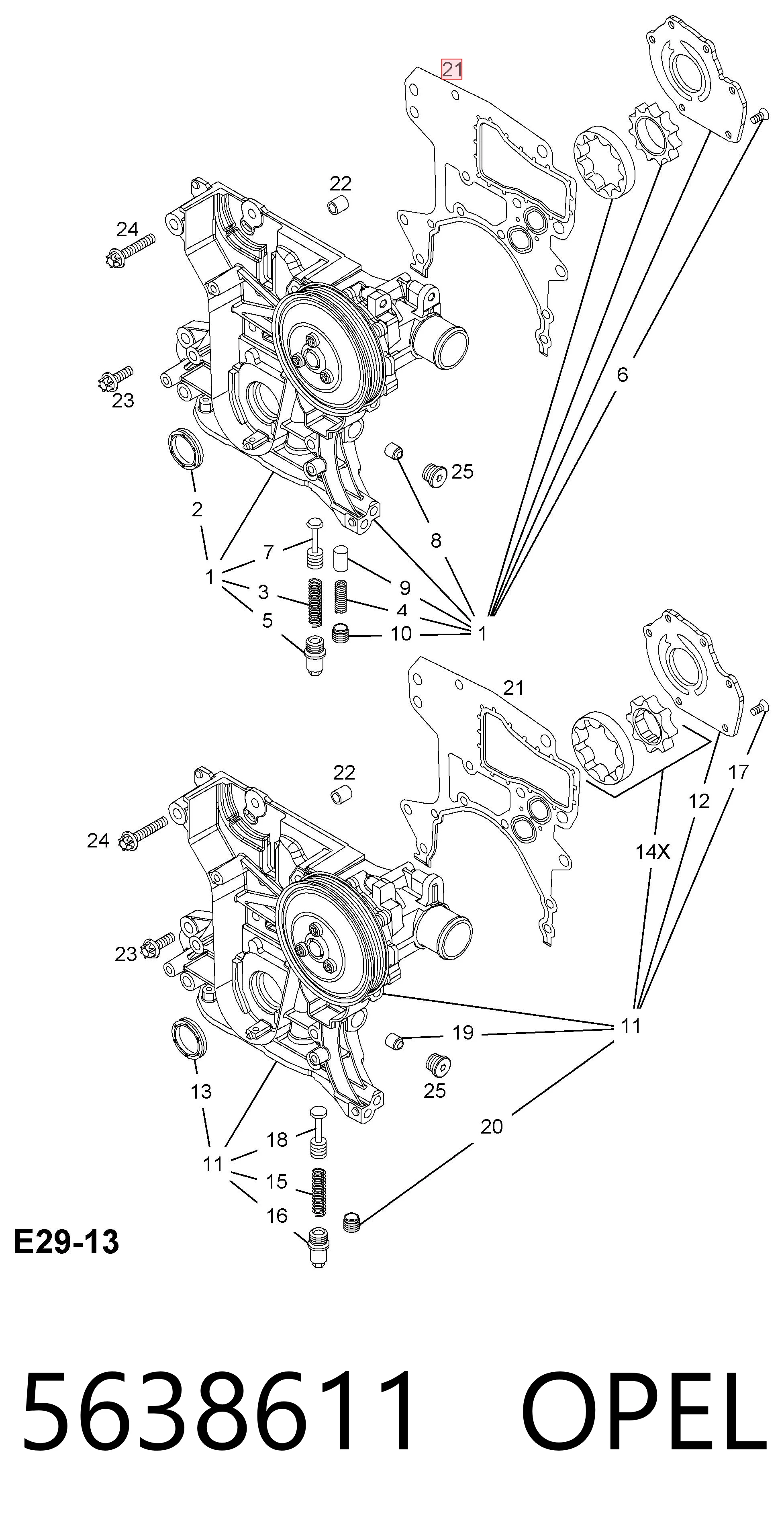 P1ZC034 Parts-Mall Прокладка передней крышки двигателя