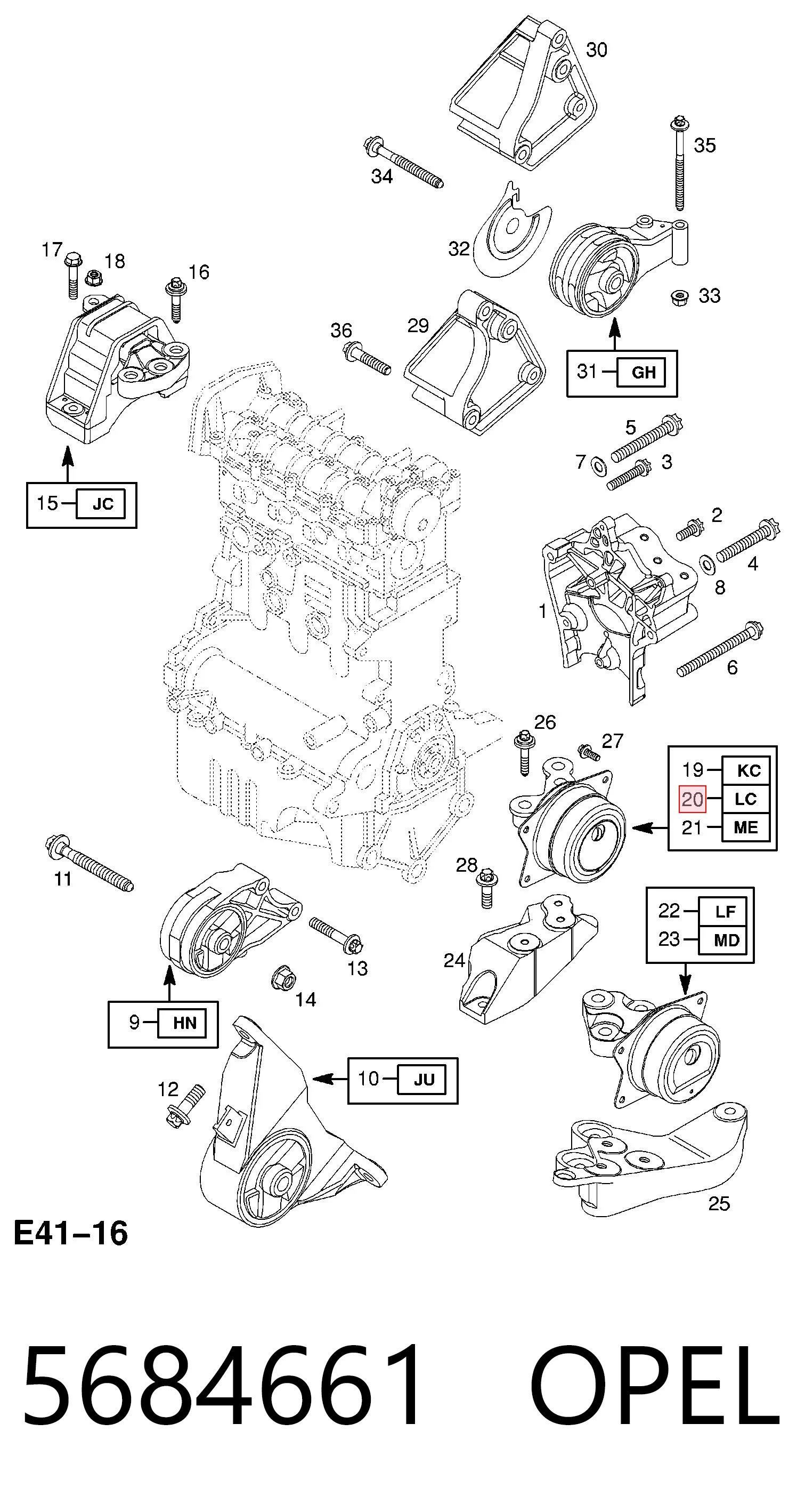 Левая опора двигателя Fiat/Alfa/Lancia 51740292