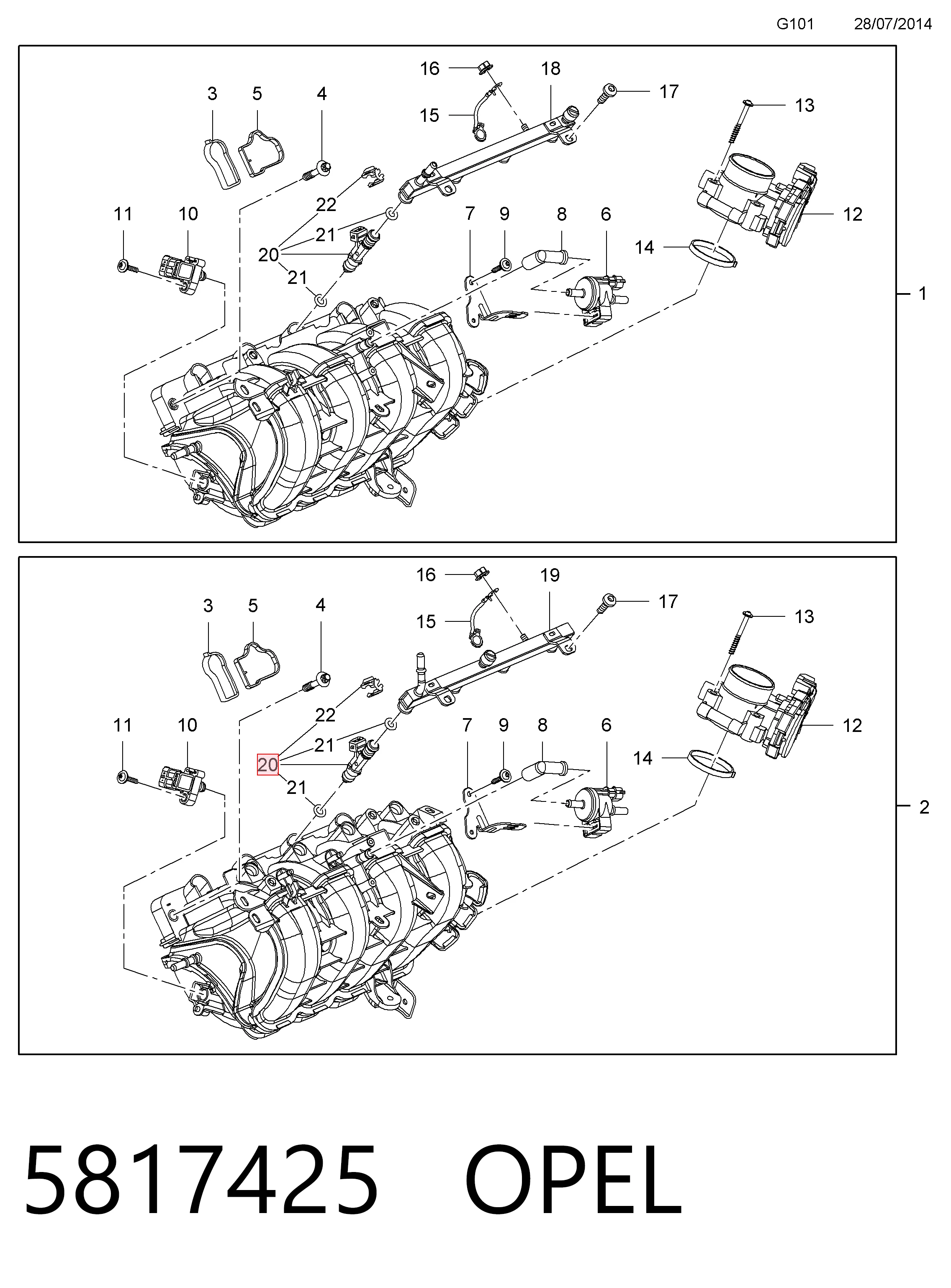5817425 Opel Топливные форсунки