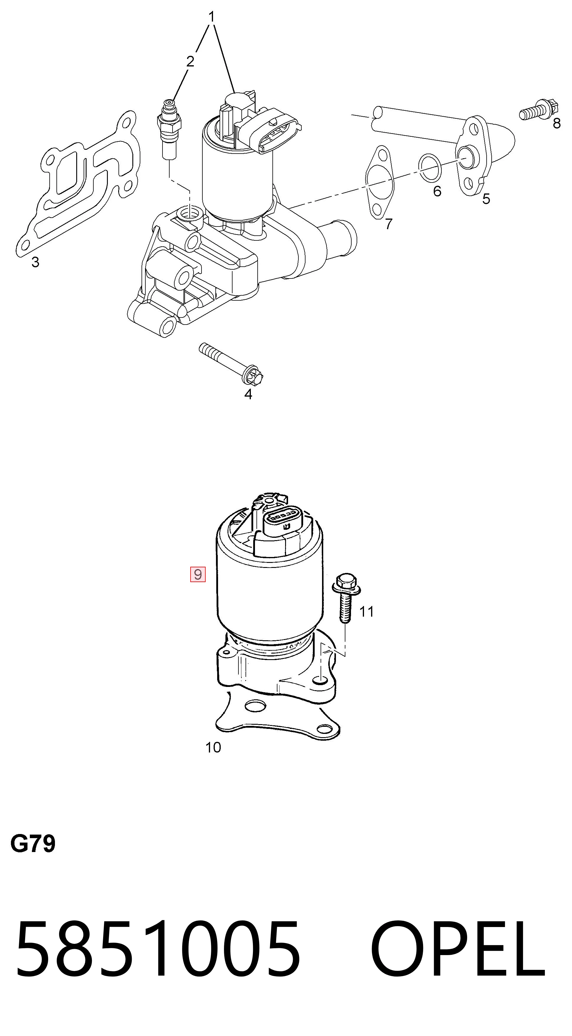5851005 Opel Клапан рециркуляции отработавших газов EGR