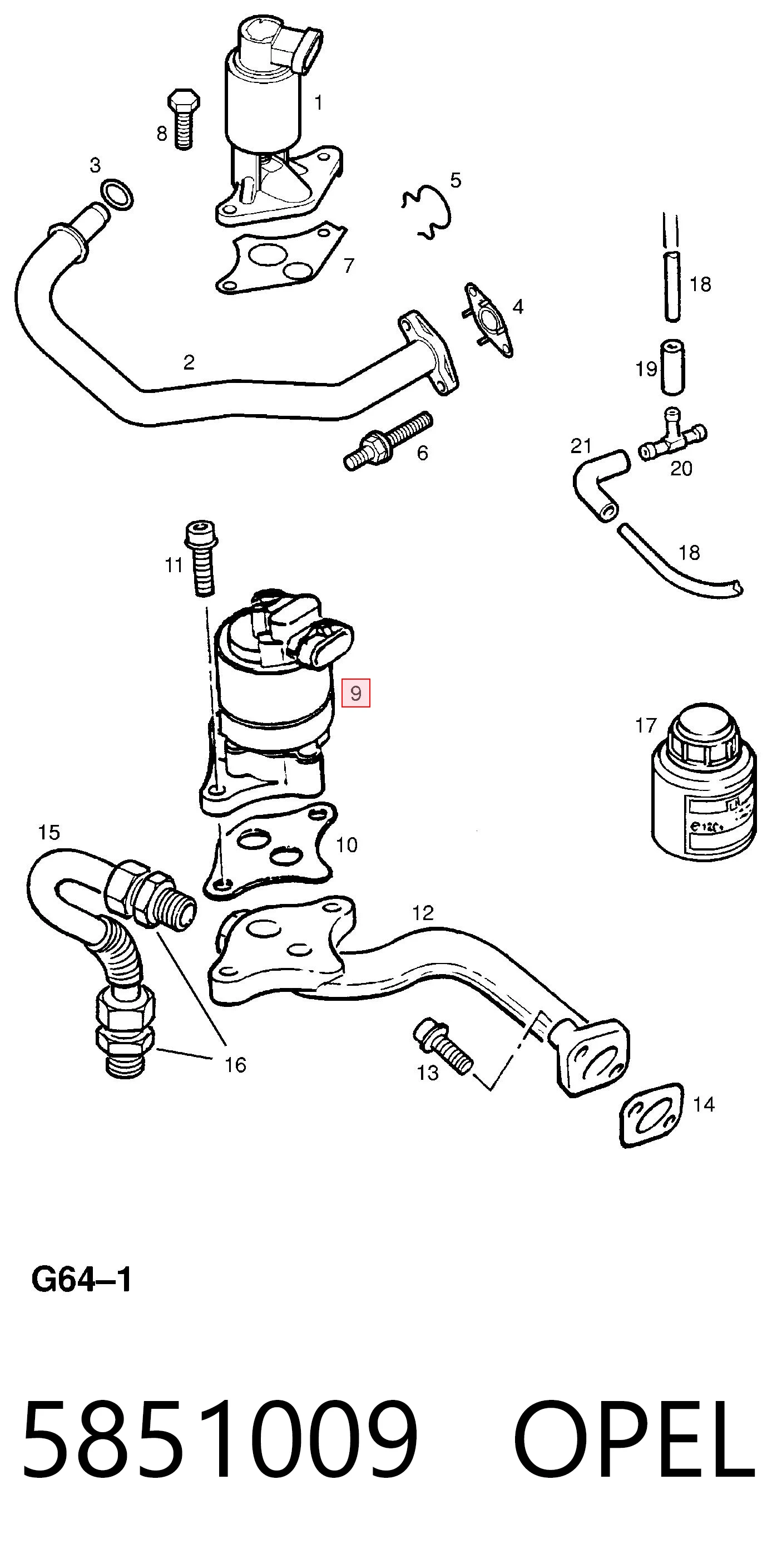5851009 Opel Клапан рециркуляции отработавших газов EGR