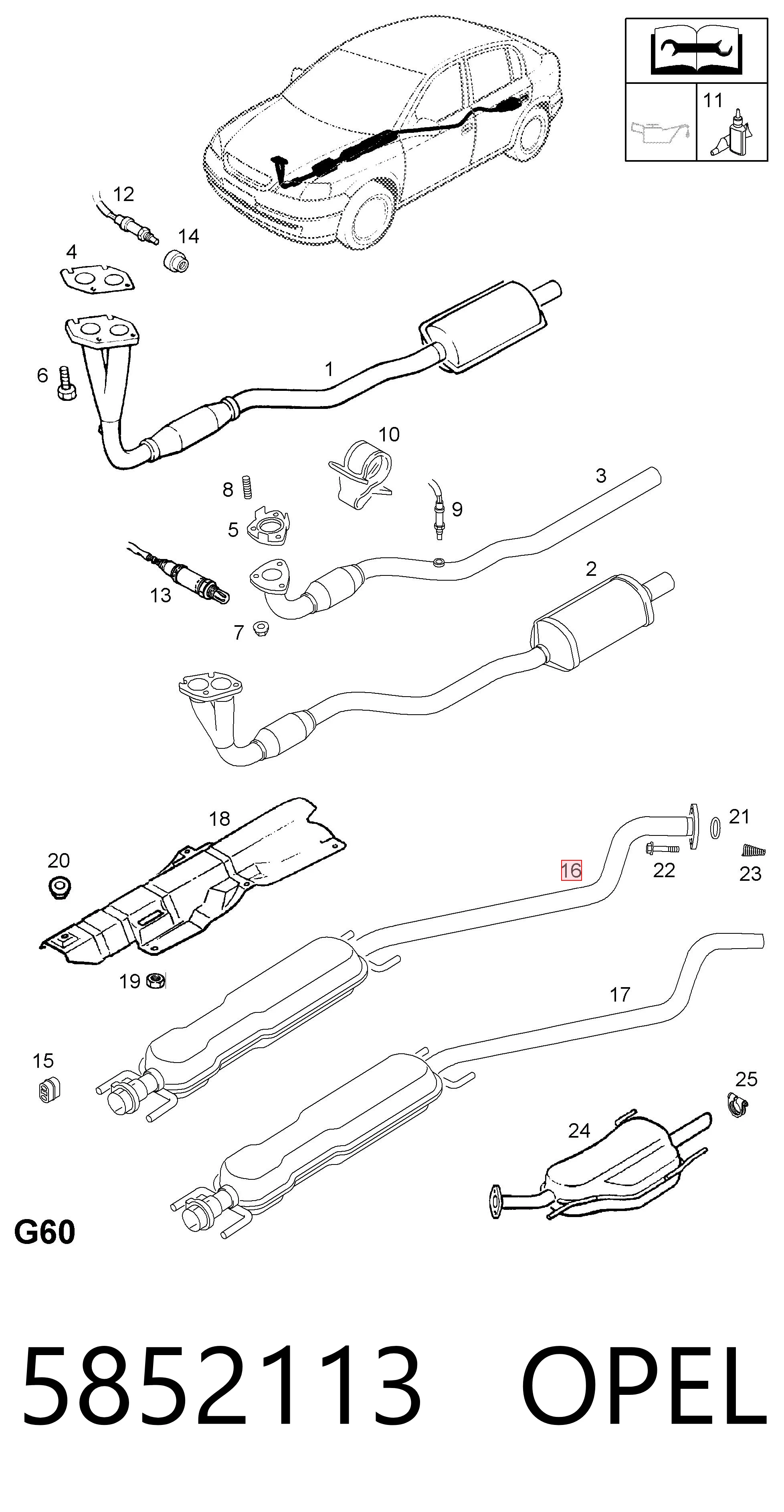 5852113 Opel Глушитель центральный