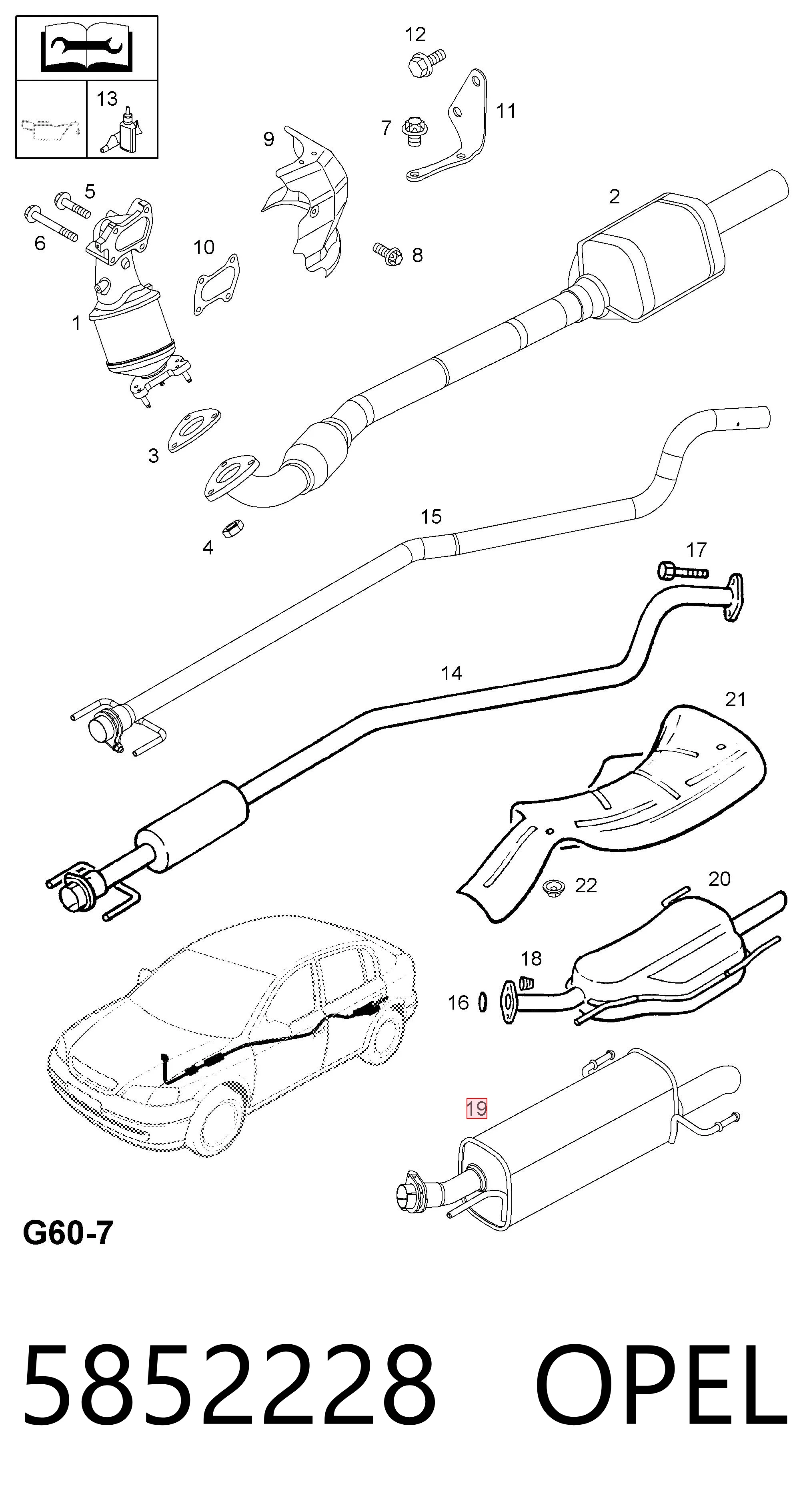 5852228 Opel Выхлопная труба