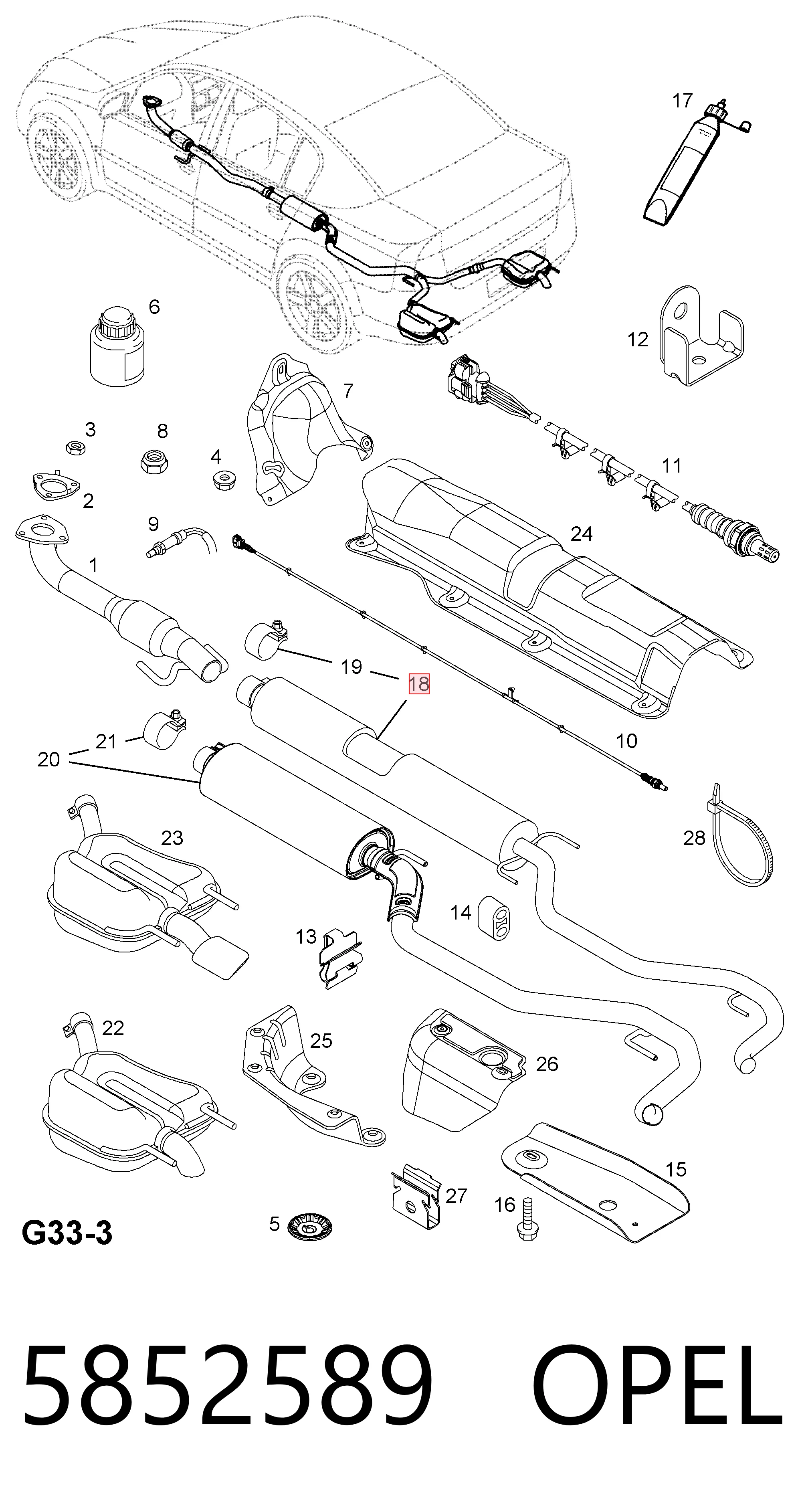 Центральная часть глушителя 24447475 General Motors