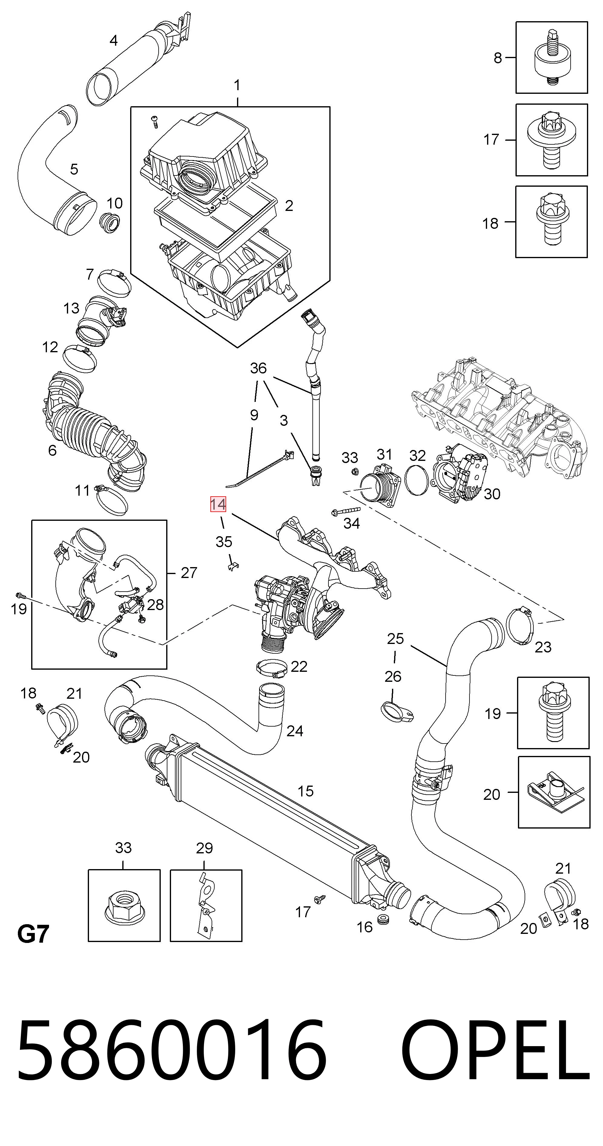5860016 Opel Турбонаддув