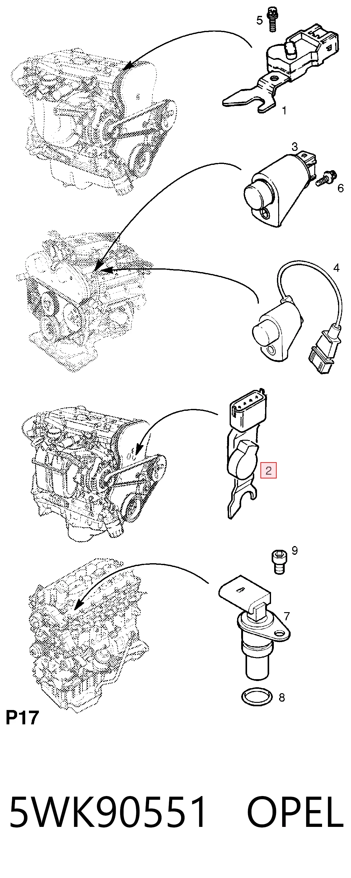 5WK90551 Opel Датчик распределительного вала