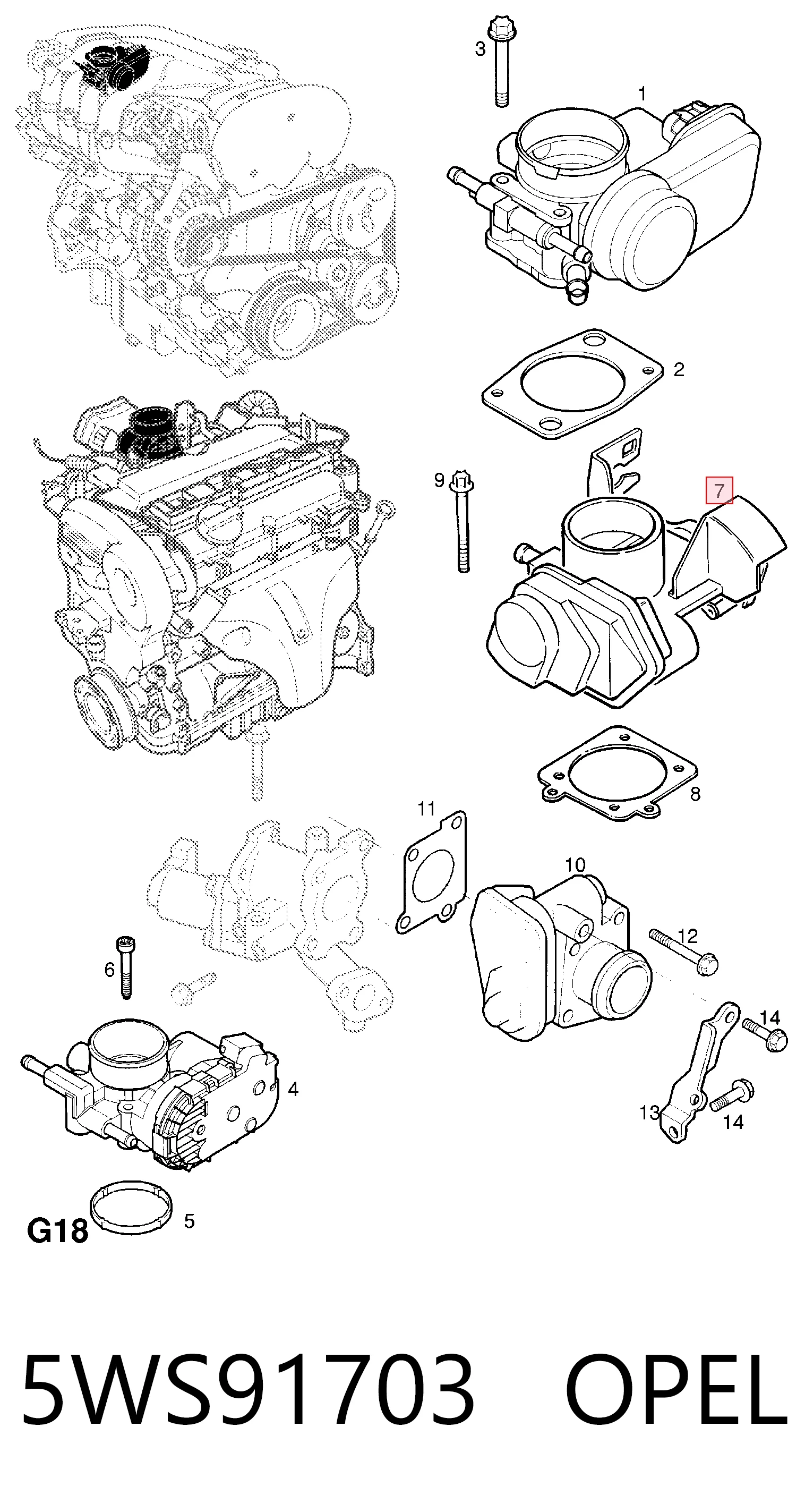 5WS91703 Opel Дроссельная заслонка