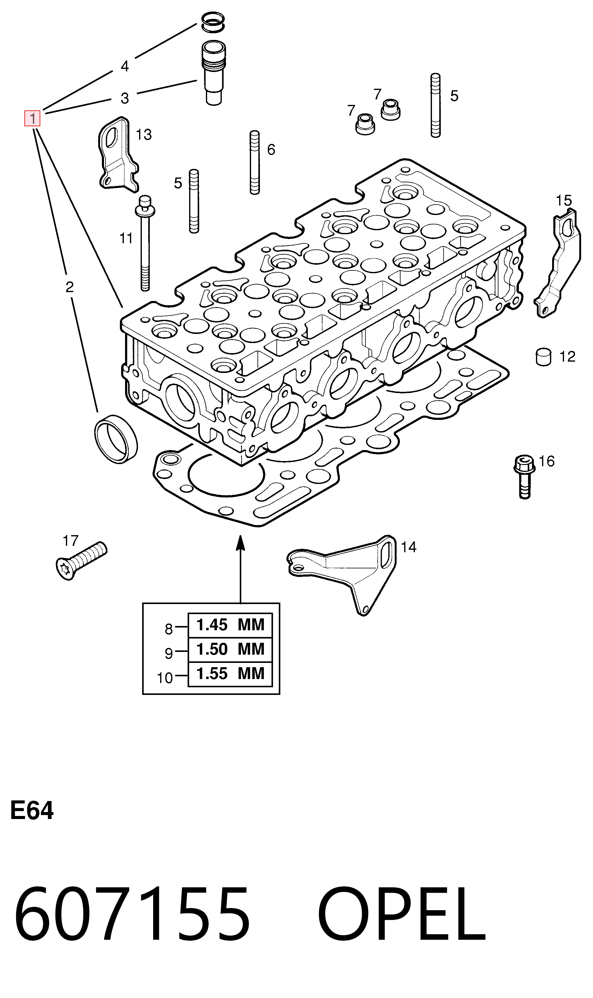607155 Opel Головка блока цилиндров