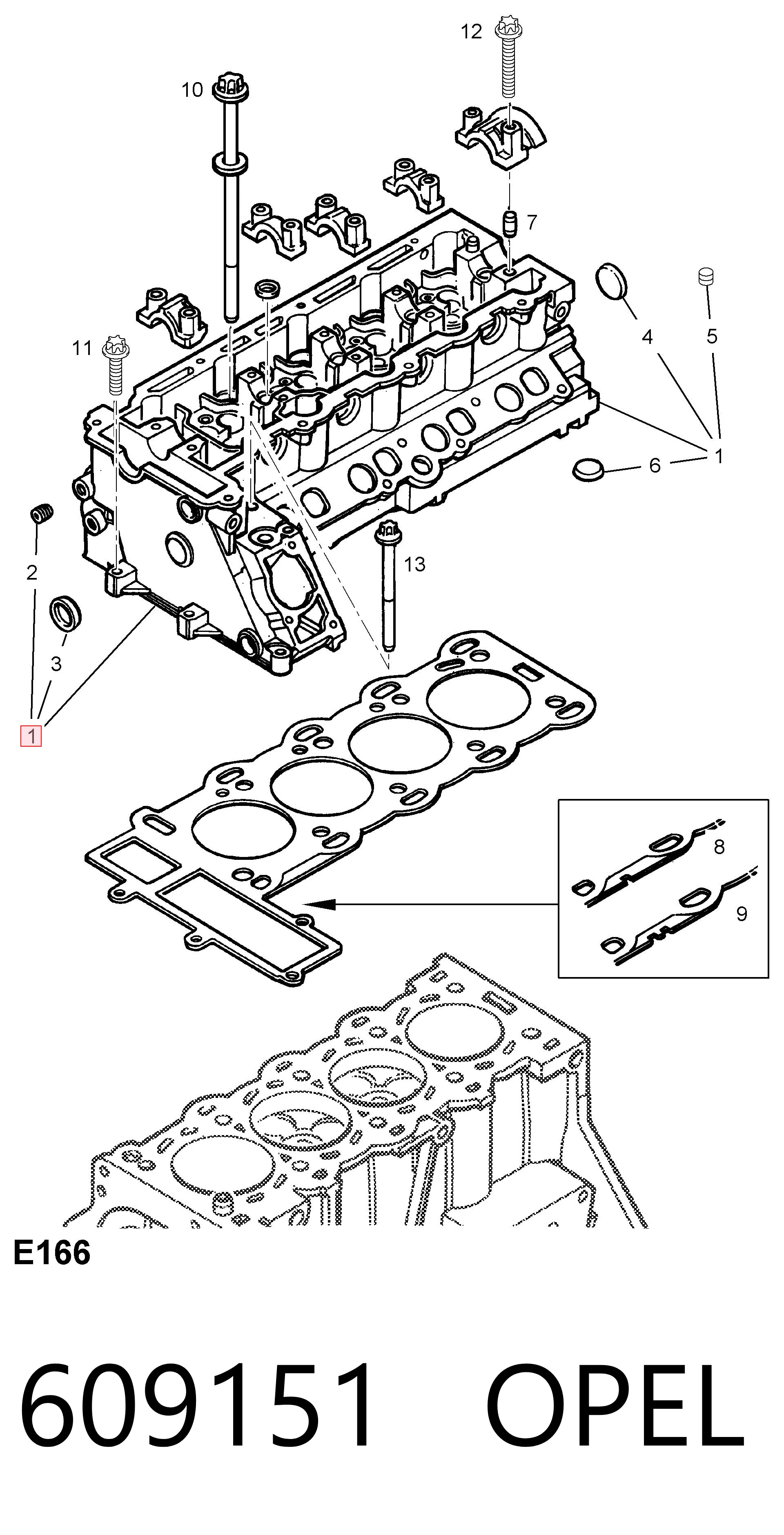 Головка блока цилиндров на Opel Zafira A F75