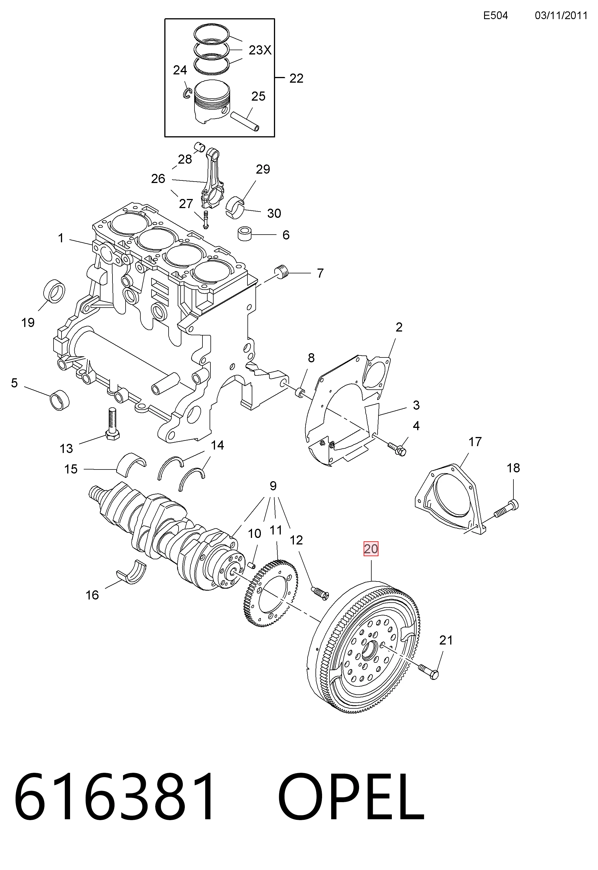 Купить 616375 Opel Маховик с зубчатым ободом