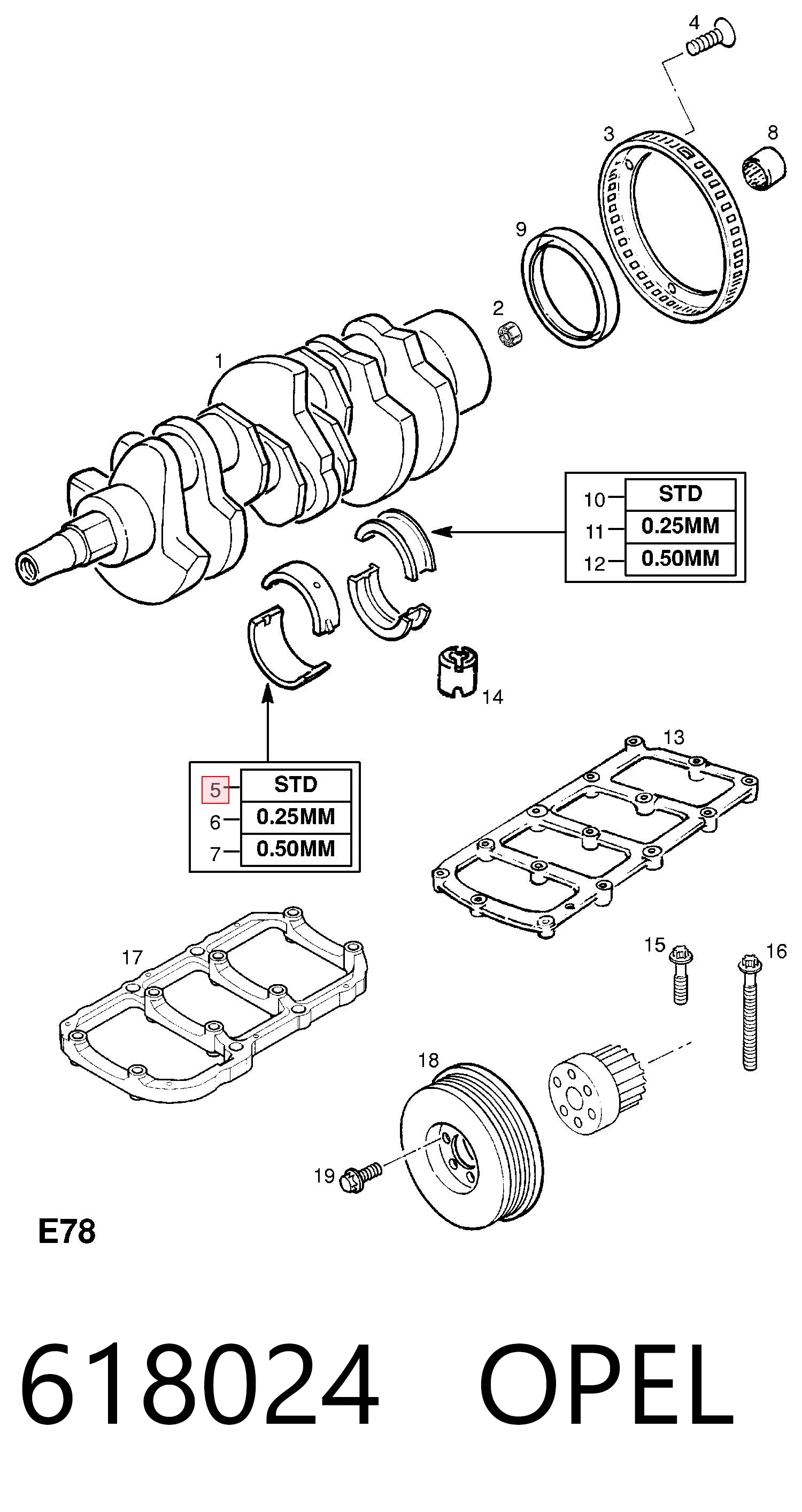 618024 Opel Подшипник скольжения коленвала