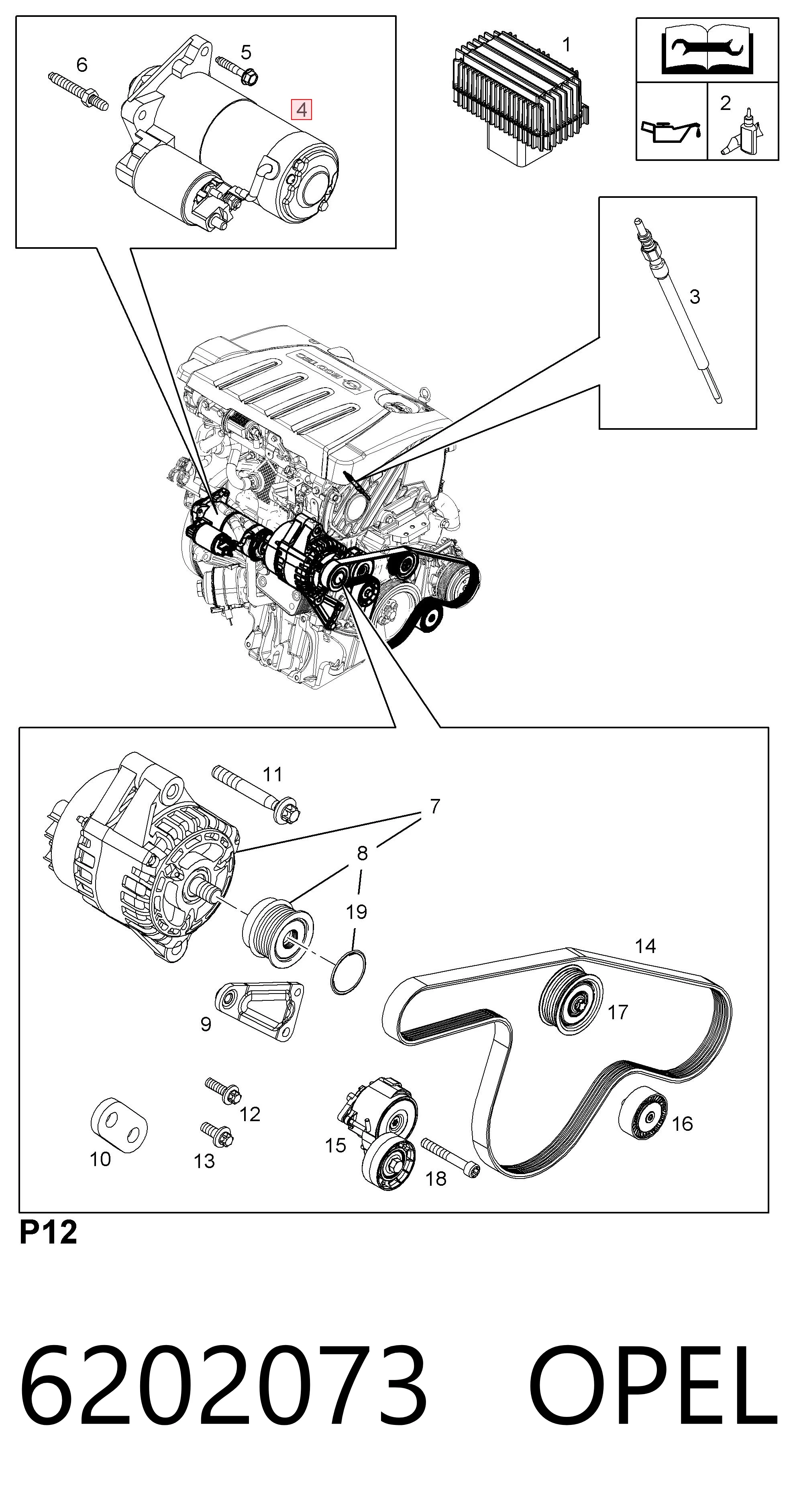 6202073 Opel Стартер автомобиля