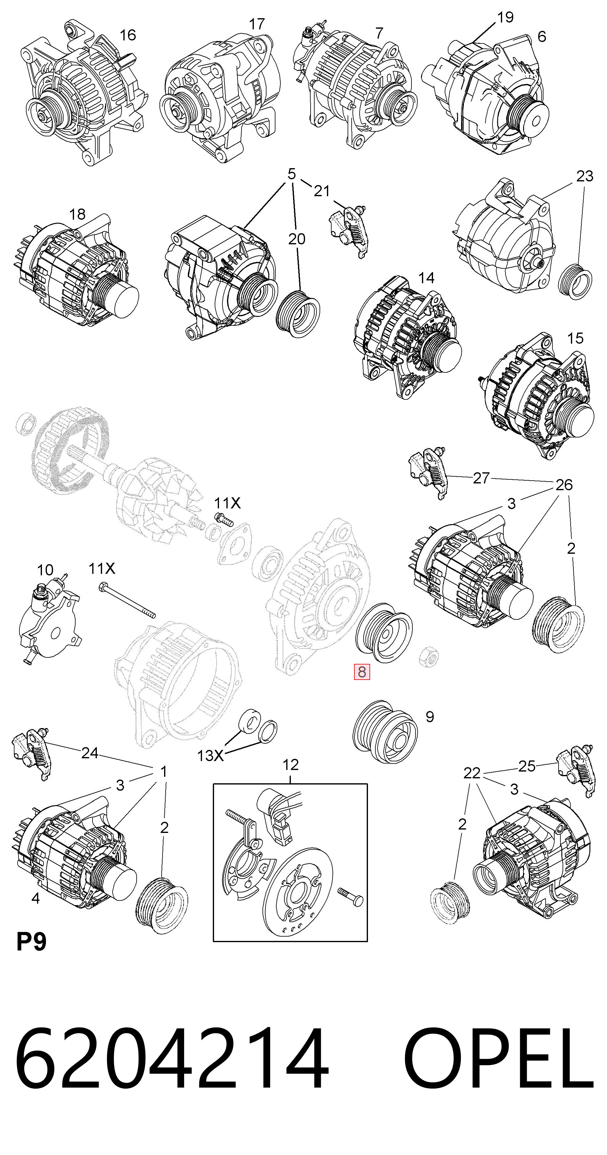 6204214 Opel Генератор автомобильный