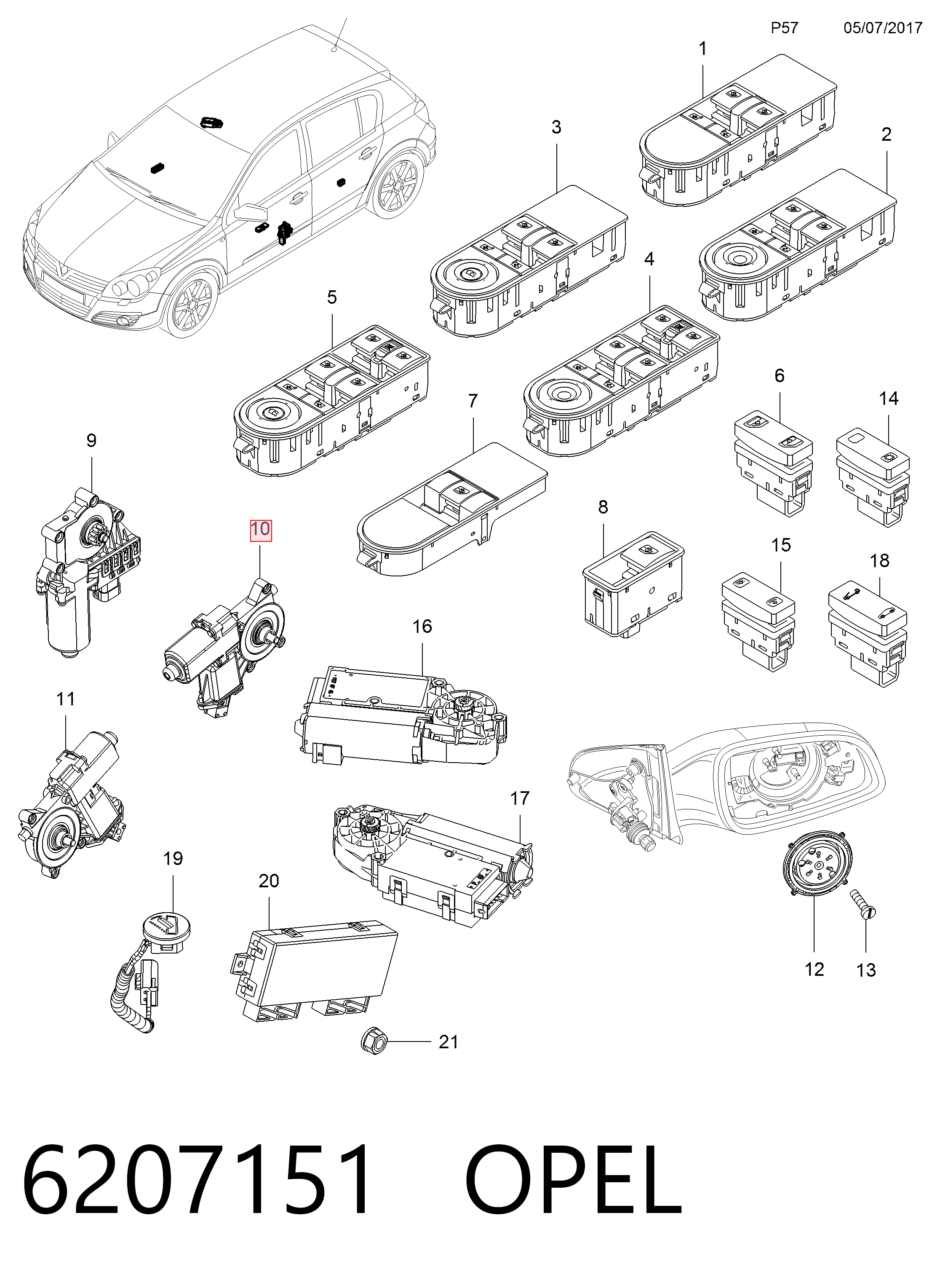 13193244 General Motors Мотор стеклоподъемника двери передней, левой