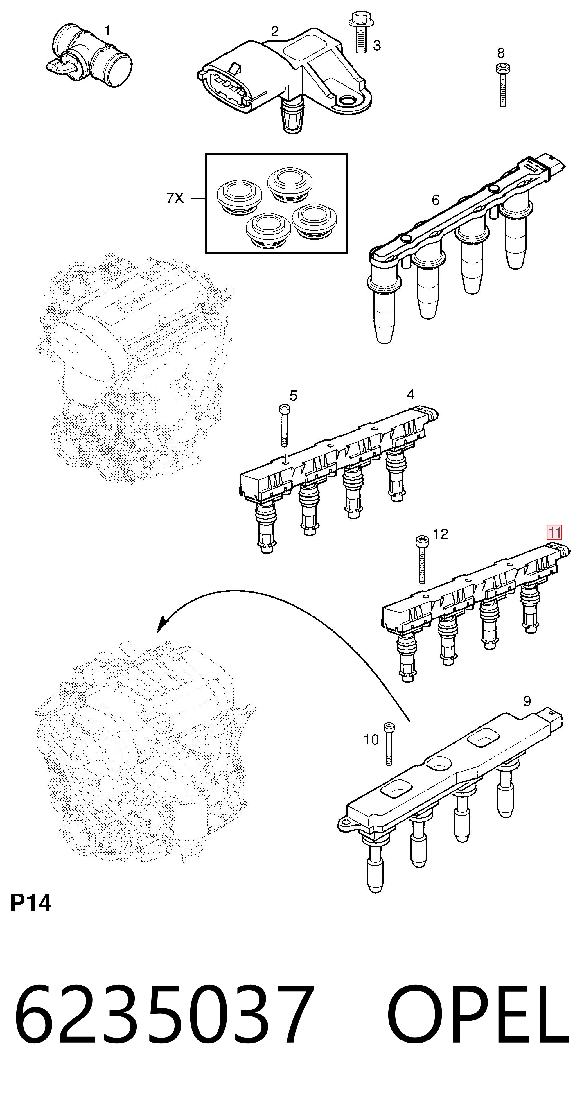 6235037 Opel Катушка зажигания