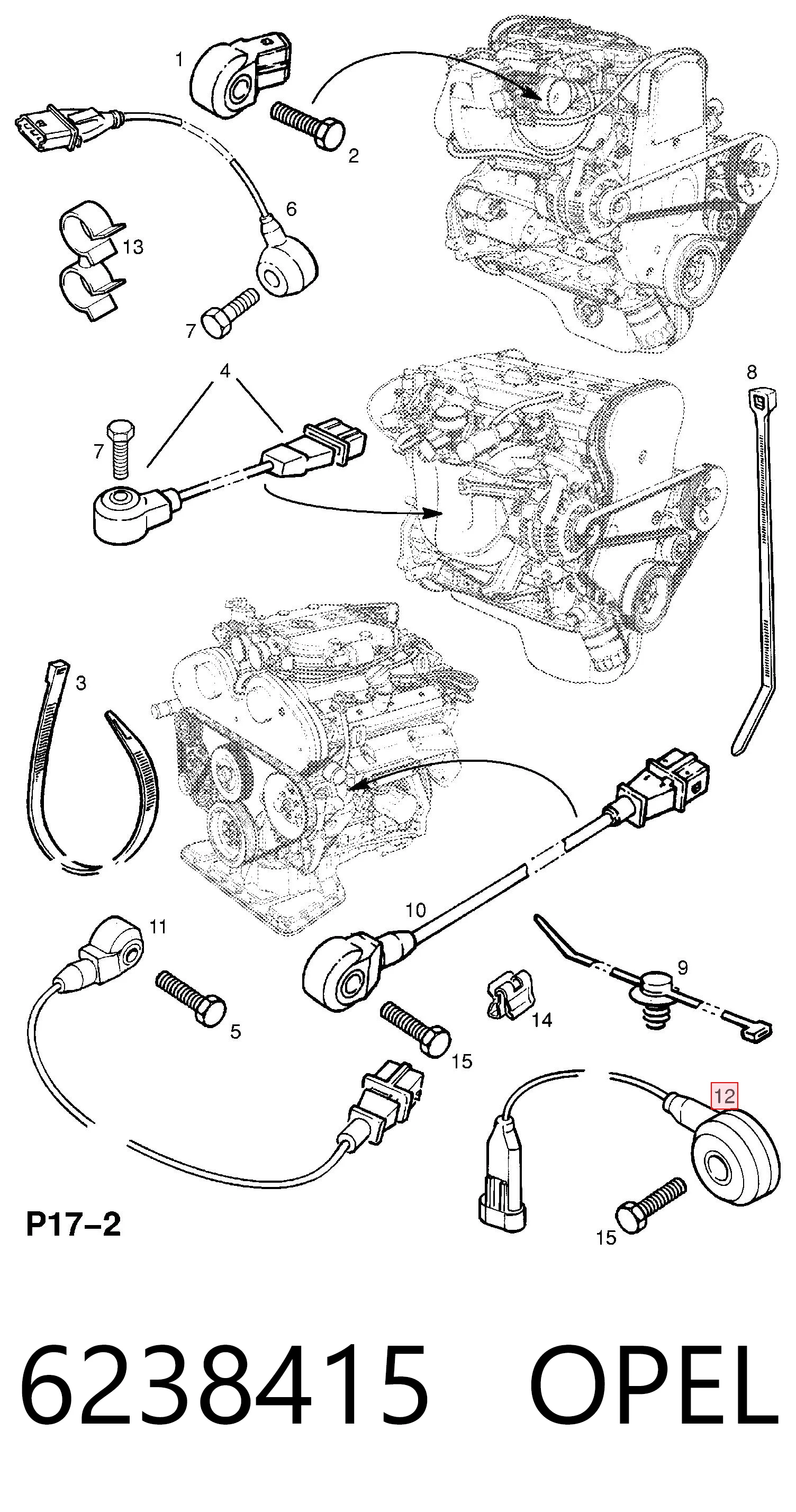 6238415 Opel Датчик самовоспламенения