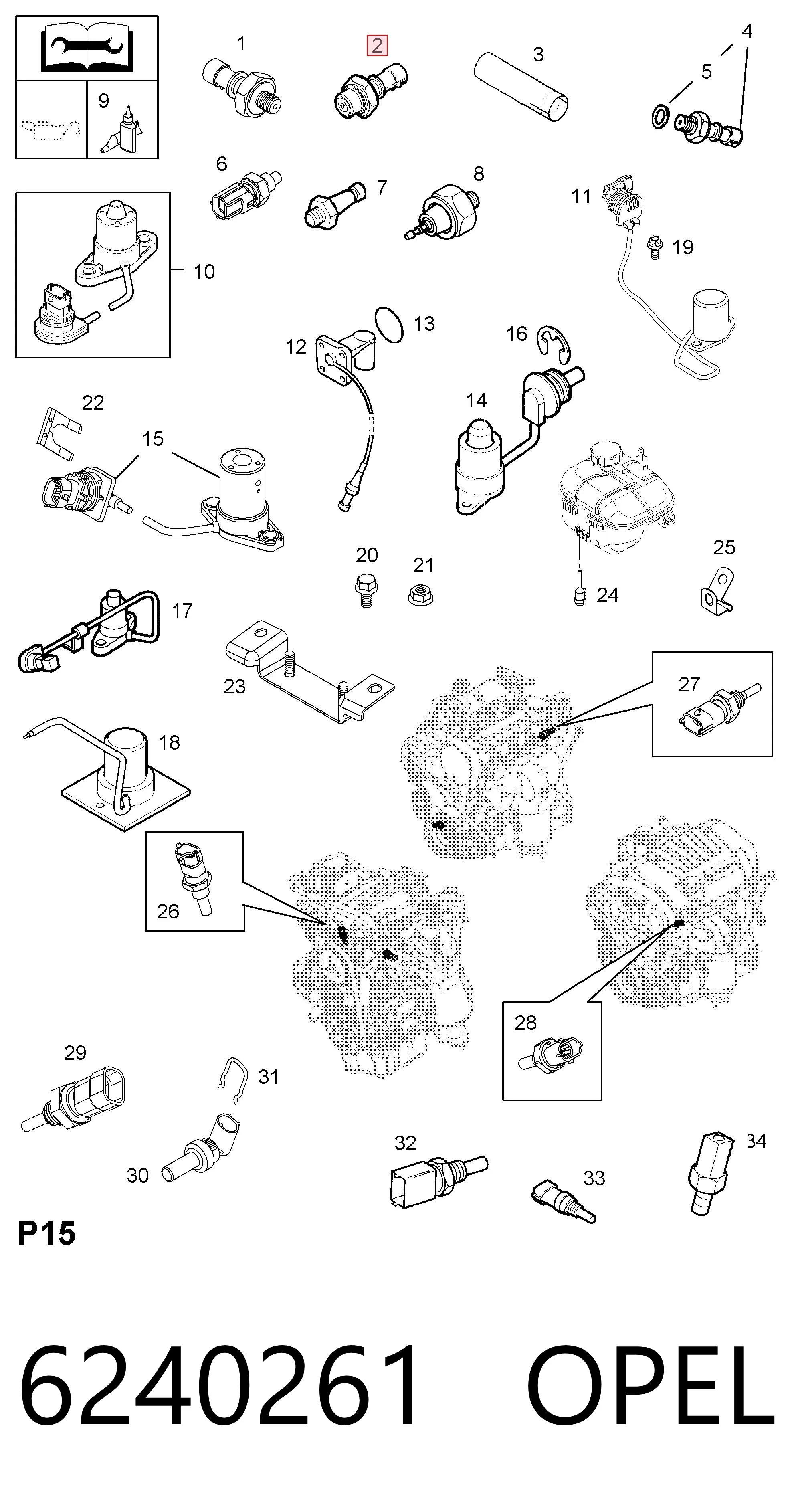 6240261 Opel Датчик указателя давления масла