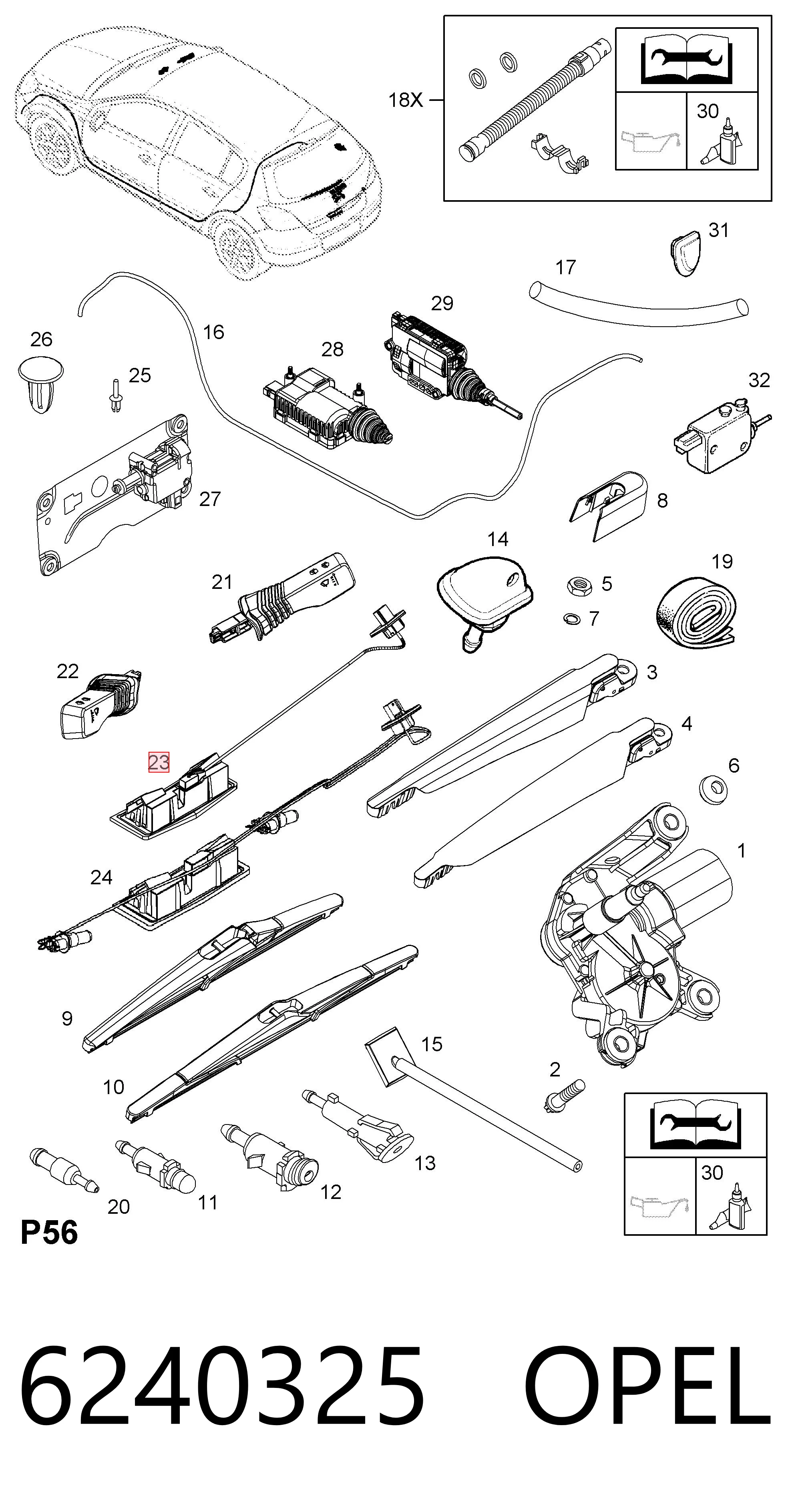 6240325 Opel Кнопка привода замка крышки багажника (двери 3/5-й (ляды)
