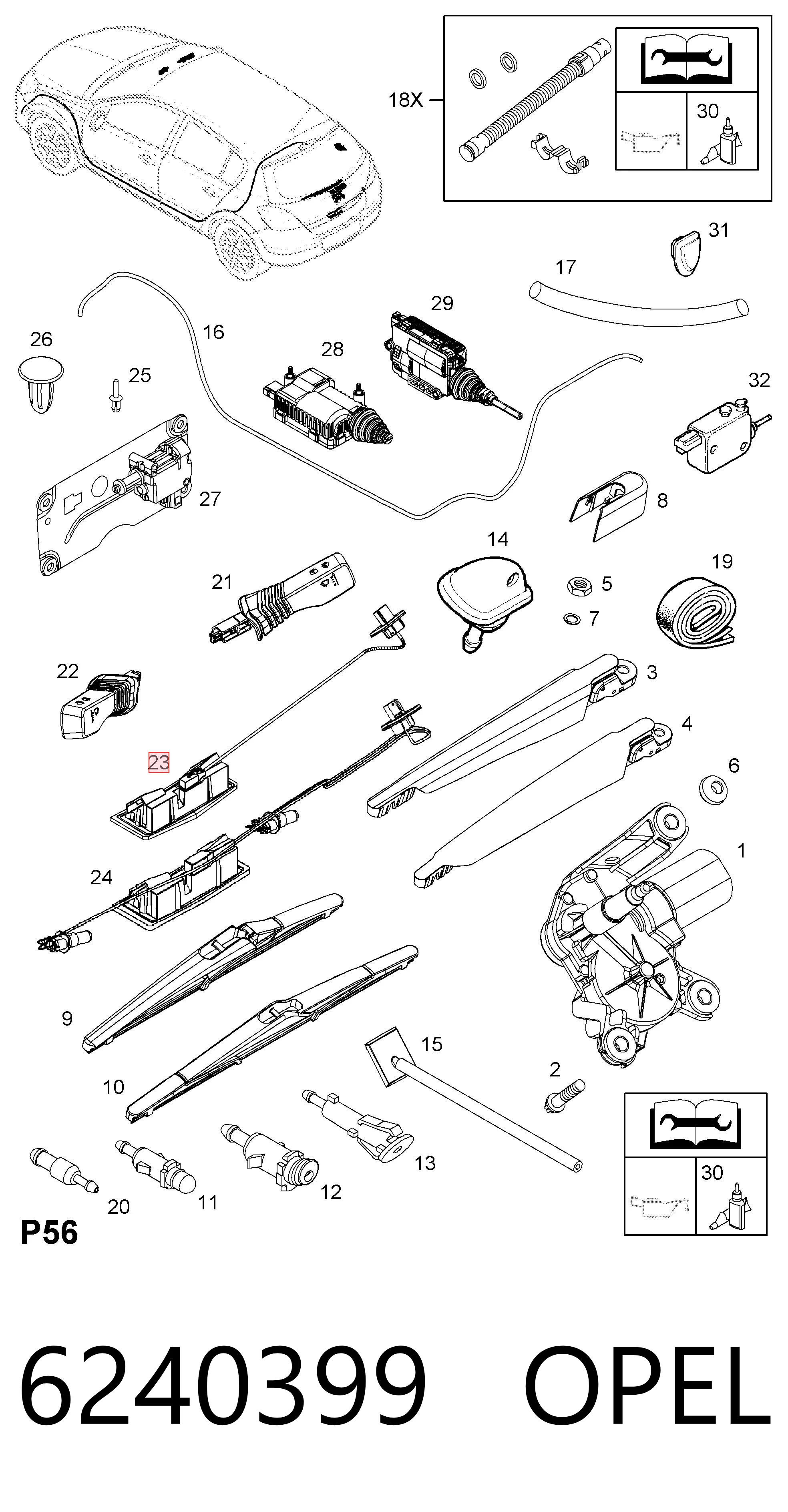 6240399 Opel Кнопка привода замка крышки багажника (двери 3/5-й (ляды)