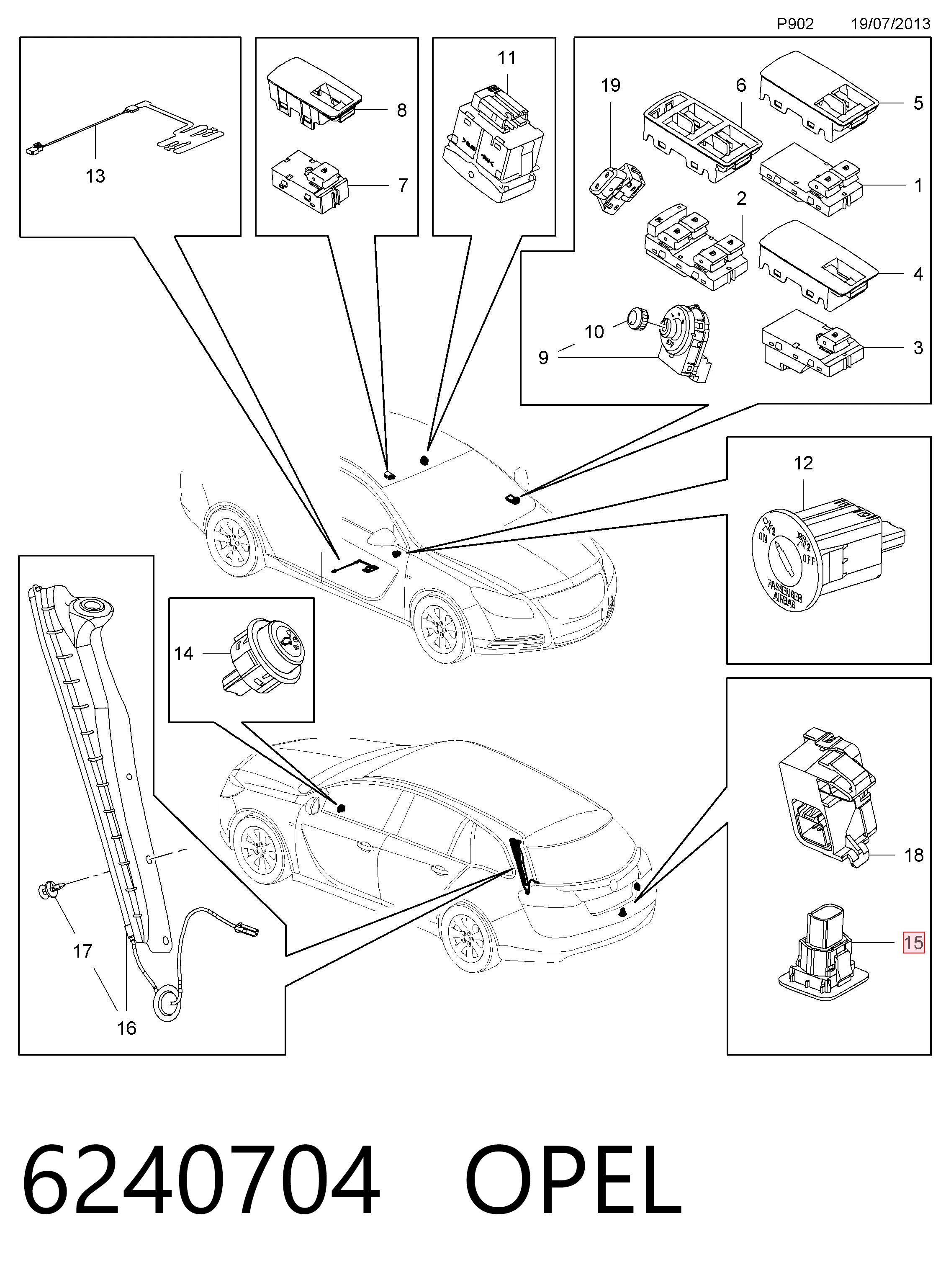 13278699 Peugeot/Citroen Кнопка привода замка крышки багажника (двери 3/5-й (ляды)
