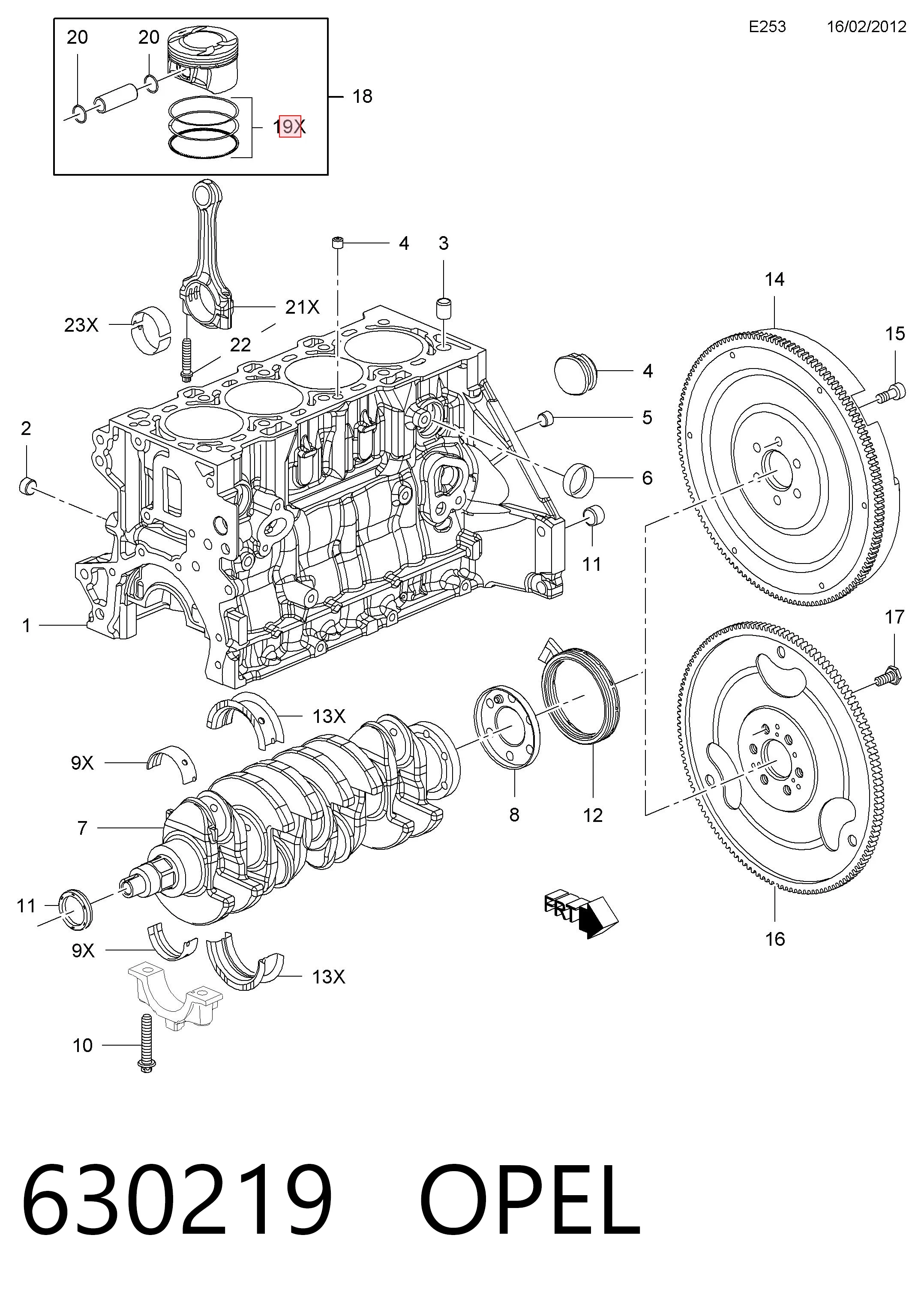 Комплект поршневых колец на 1 цилиндр, стандарт 95507585 General Motors