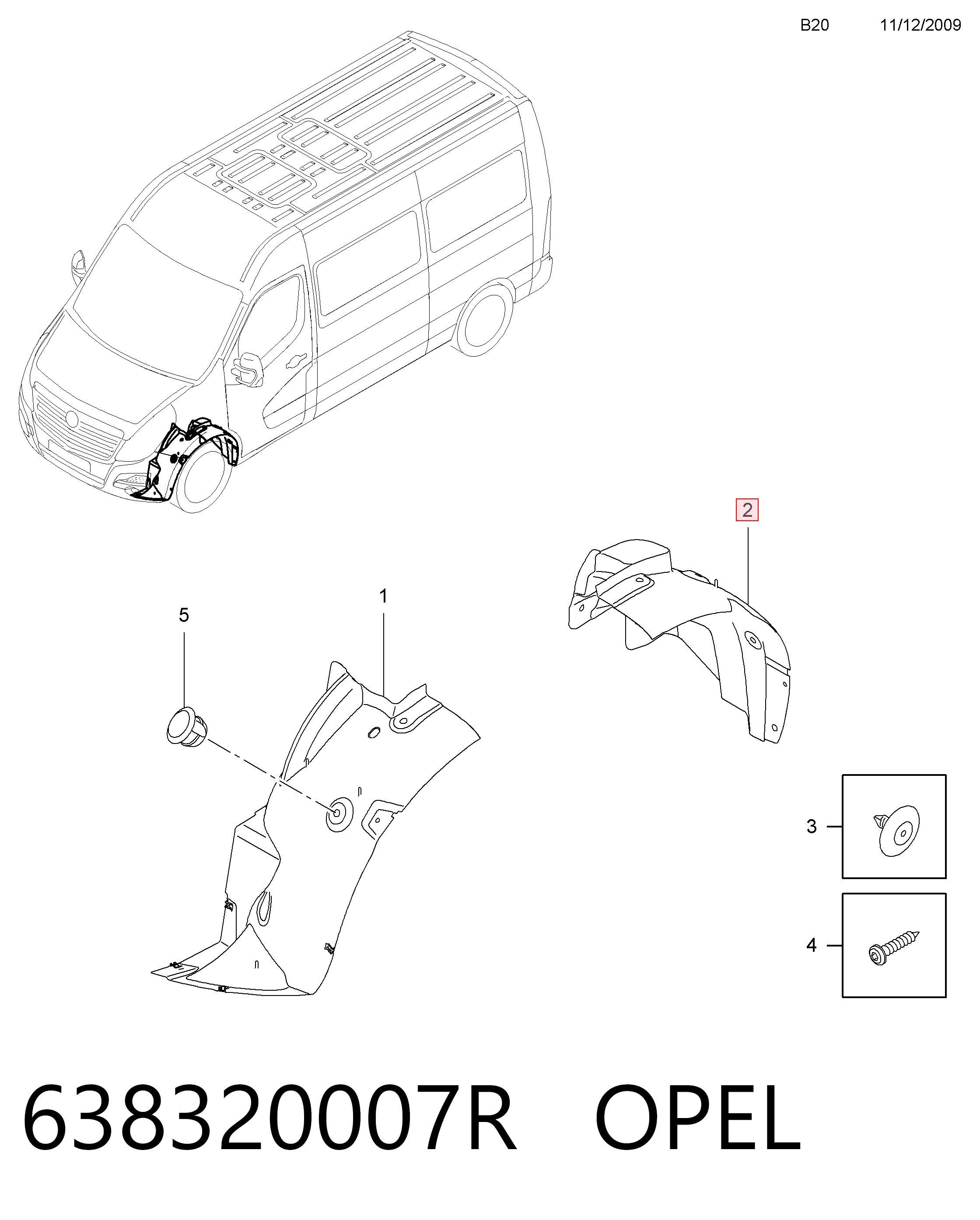 Подкрылок крыла переднего правый задний Renault (RVI) 93197506 цена, от 15.84 USD