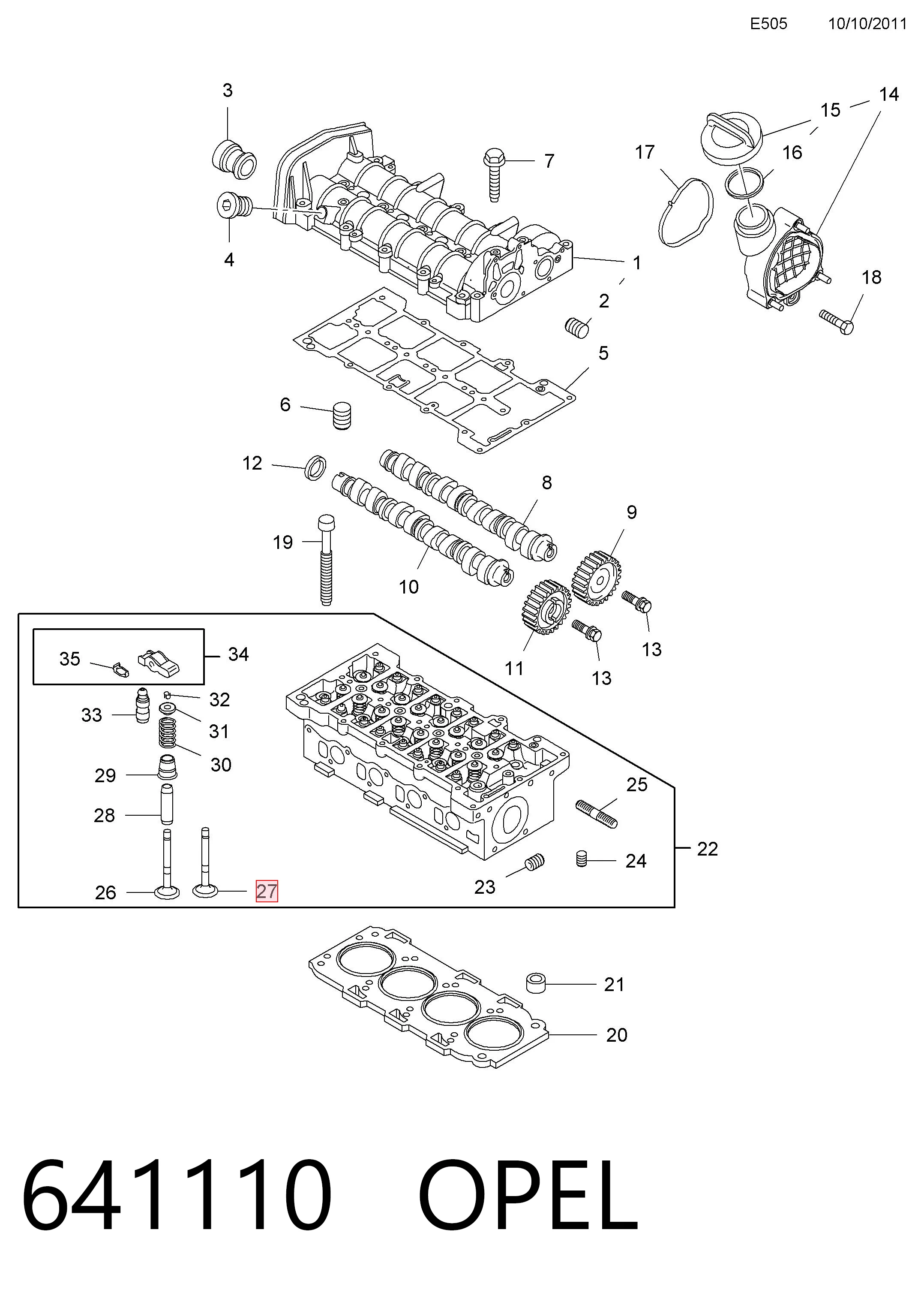 641110 Opel Выхлопной клапан