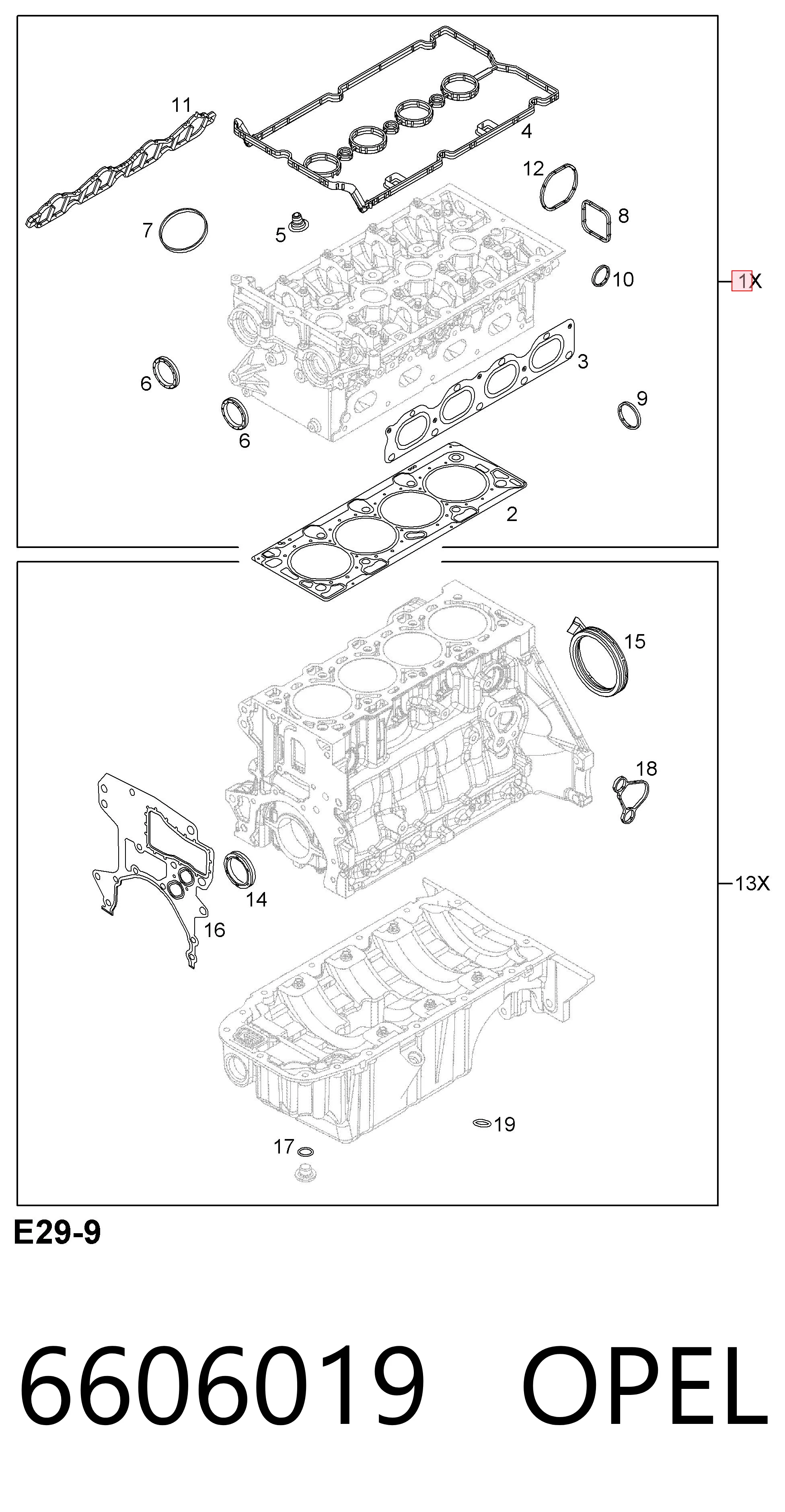 Верхний комплект прокладок двигателя 93190885 General Motors