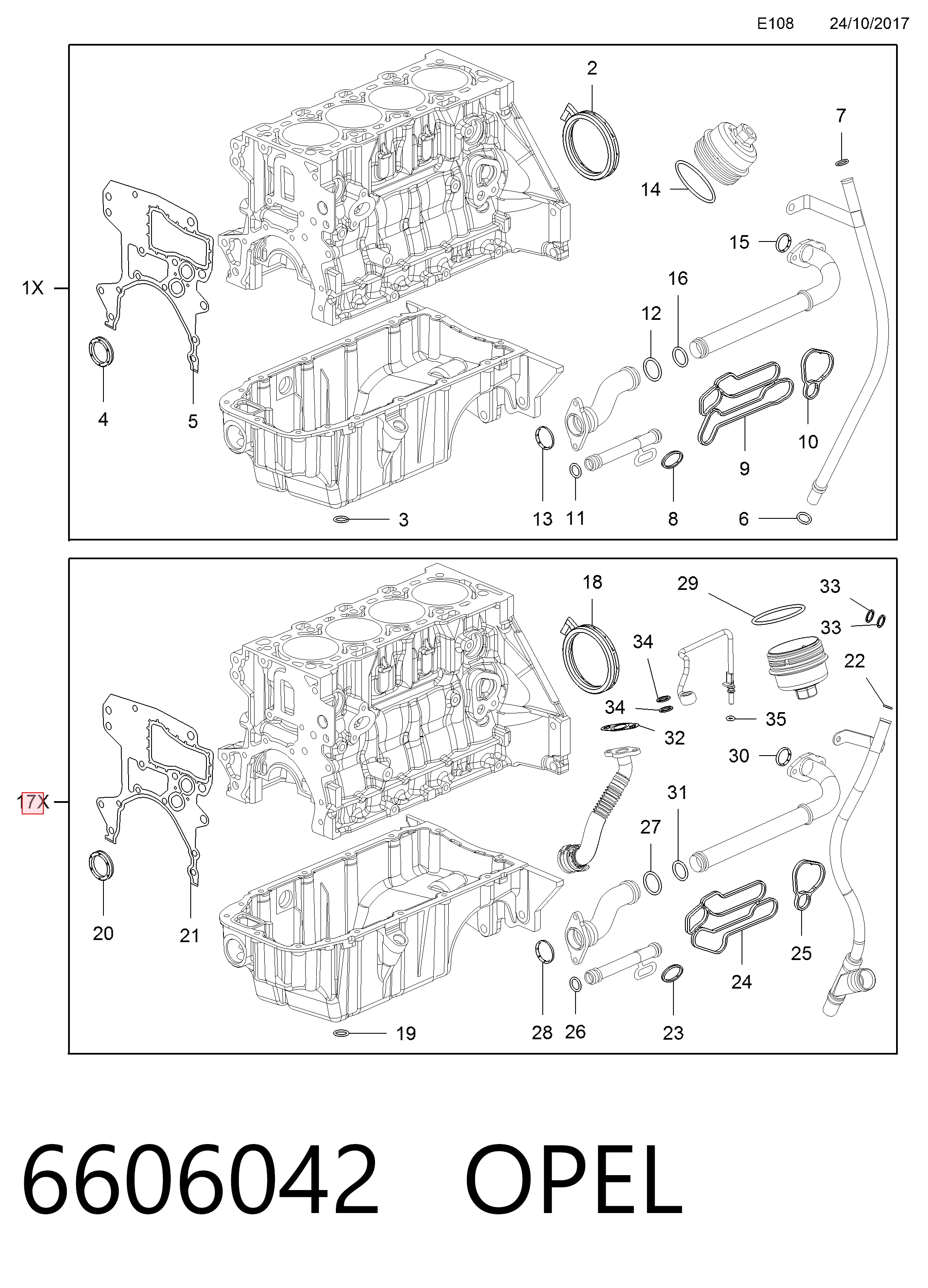 55568529 Peugeot/Citroen Комплект прокладок двигателя, нижний