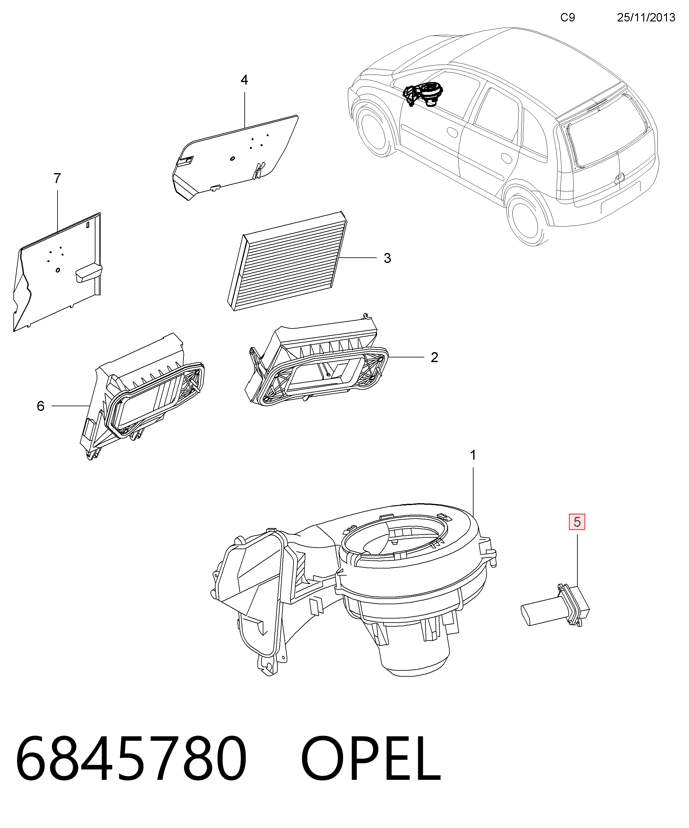 6845780 Opel Реле печки