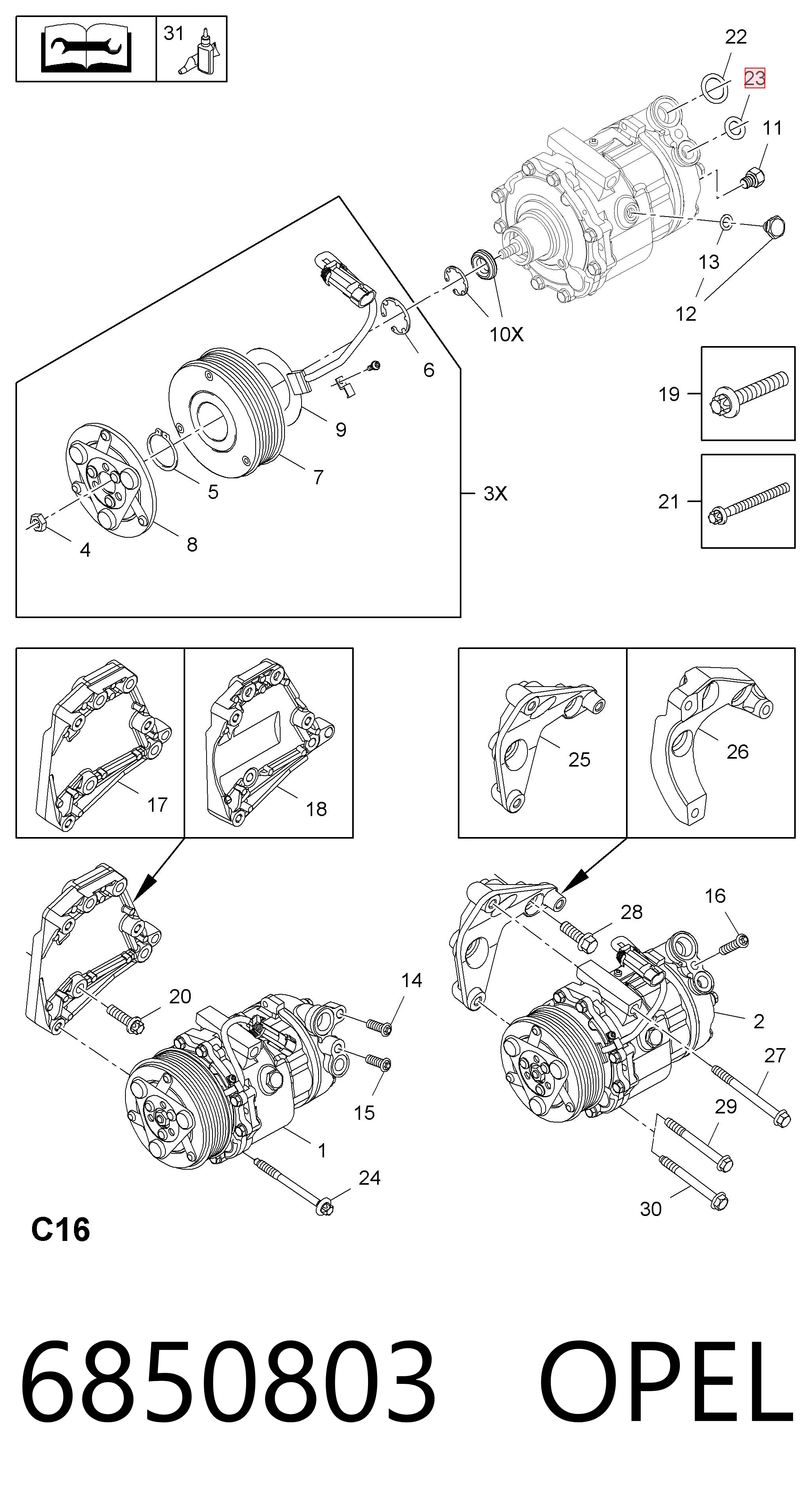 6850803 Opel Уплотнительное компрессионное кольцо, обратного шланга