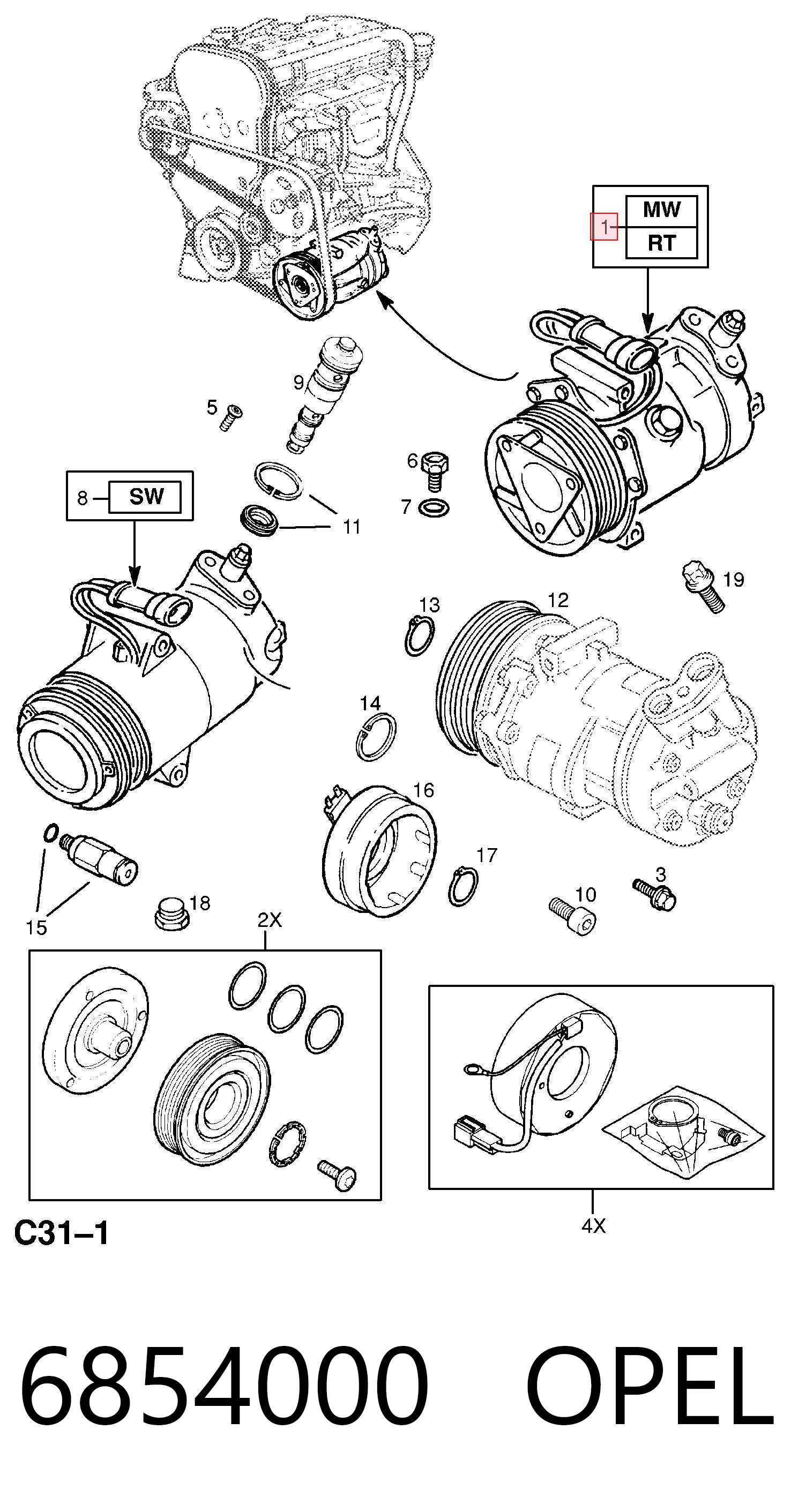 6854000 Opel Компрессор хладагента
